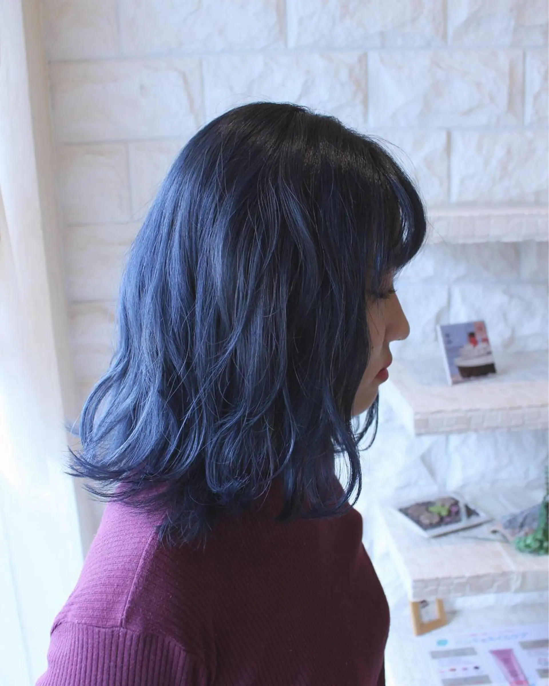 ミディアム カラー ブルーカラー 土居 正季のヘアスタイル