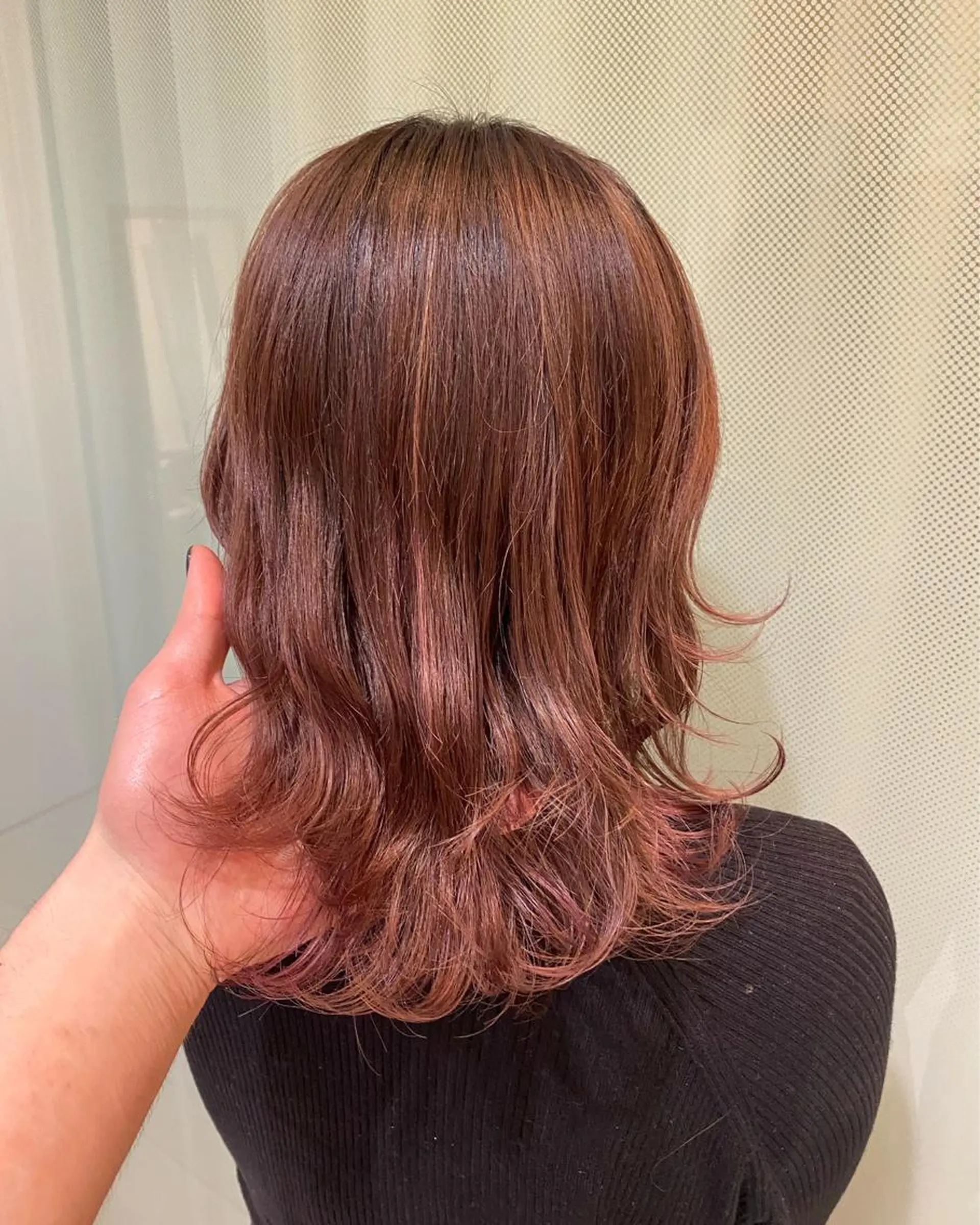 セミロング カラー オレンジ ピンクカラー 頓所 大昂のヘアスタイル