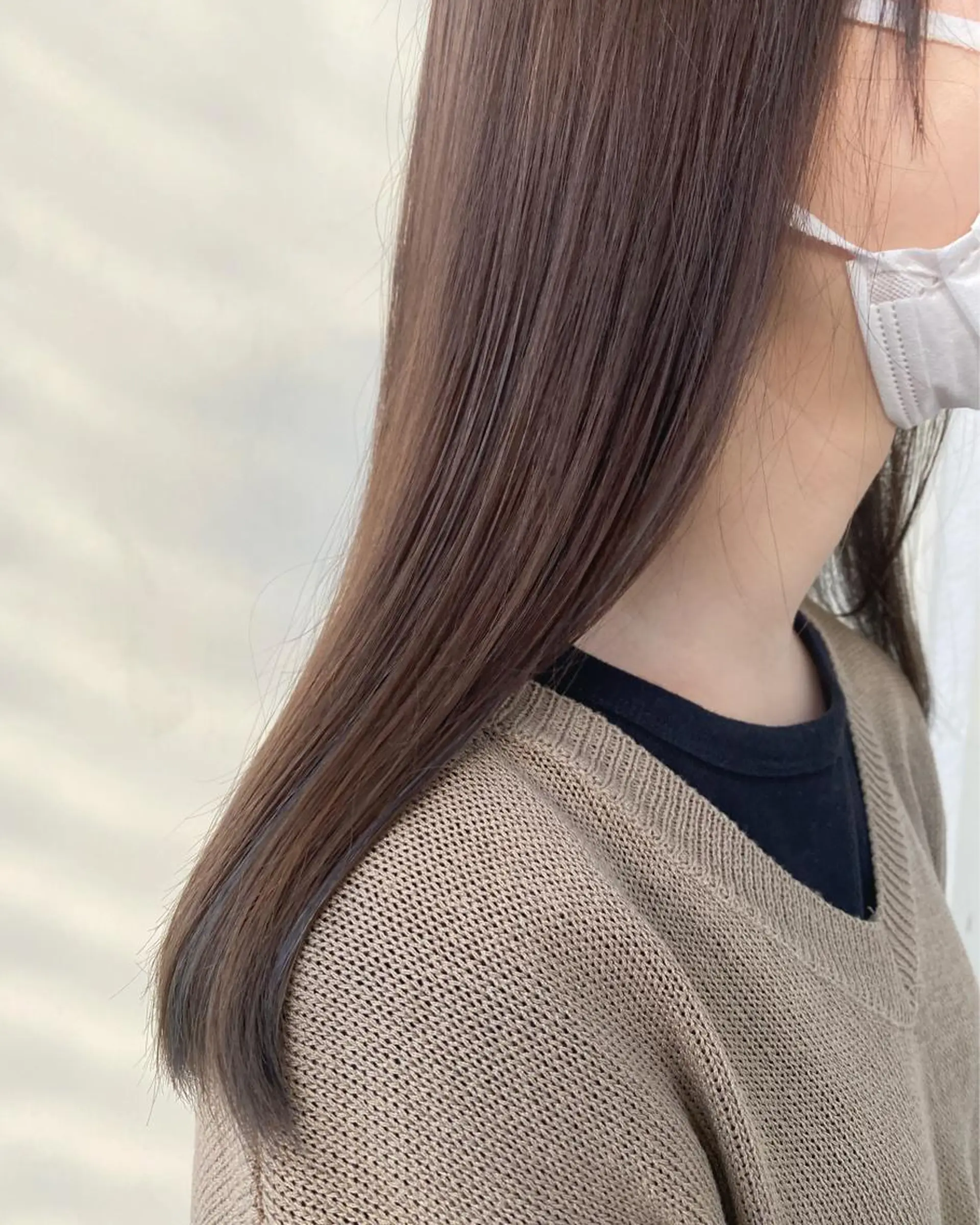 セミロング カラー カット ヘアカラー トリートメント 韓国ヘア顔周りカット 艶髪ベージュtamaのヘアスタイル