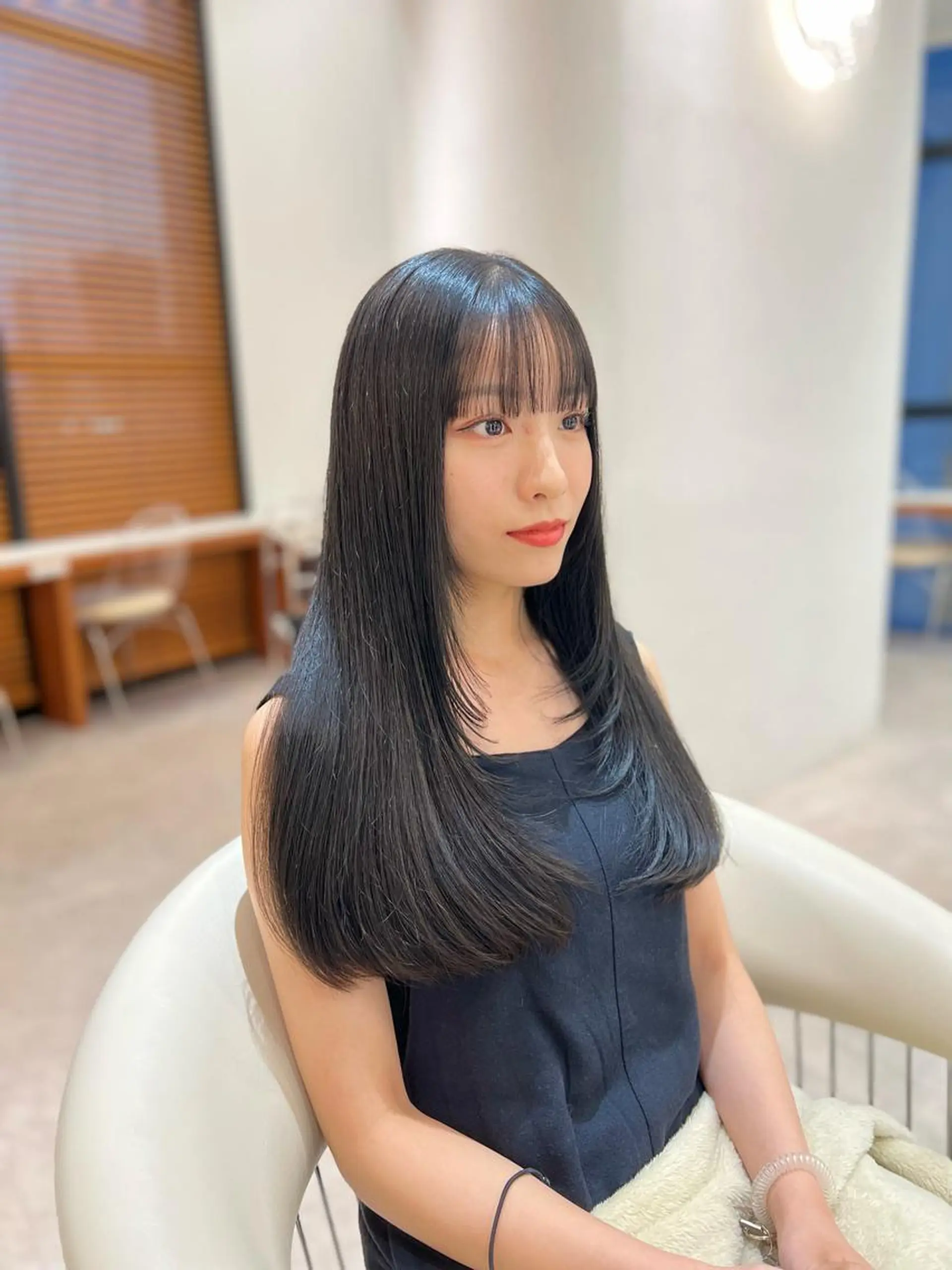 セミロング カラー ブルーカラー 韓国風ヘア レイヤーカット カット ヘアカラー ヘアセット 韓国レイヤー🇰🇷 韓国研修◎渋谷カイトのヘアスタイル