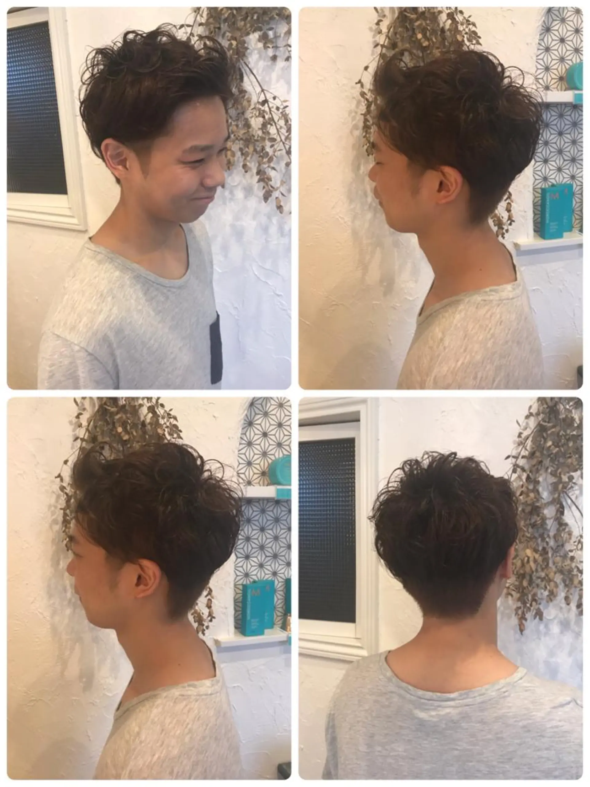 ショート カラー パーマ ヘアアレンジ メンズ メンズパーマ 刈り上げ 黒髪 グラデーションカラー くせ毛 美容室 ソンリエのヘアスタイル