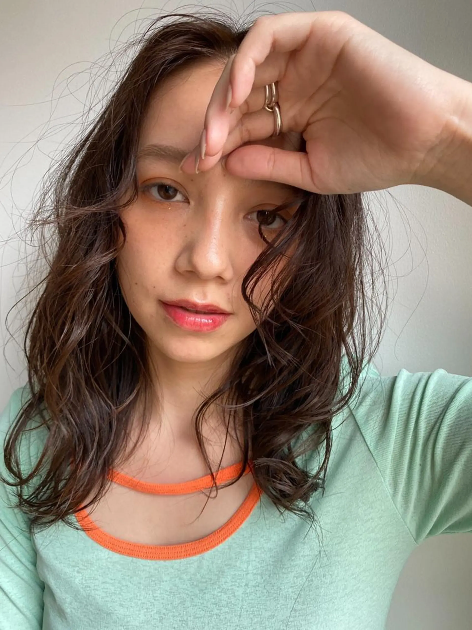 ミディアム カラー パーマ ショートボブ ミディアムパーマ アディクシーカラー ブリーチ ブロンド カット ヘアカラー CEINE【セーヌ】 三軒茶屋のヘアスタイル