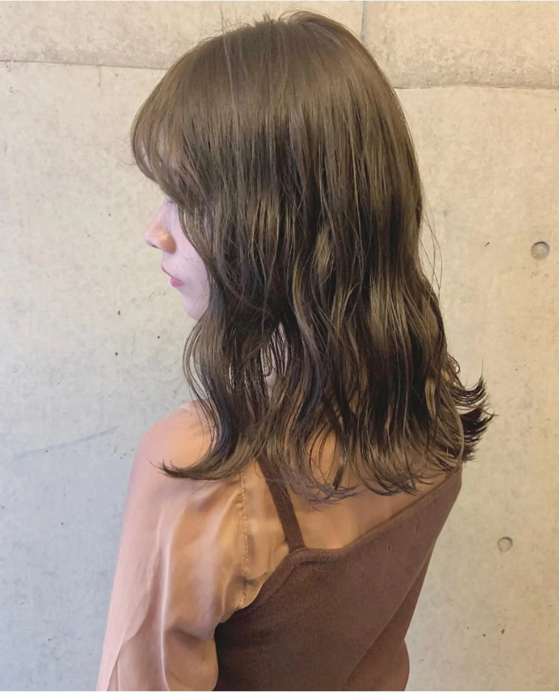 ミディアム カラー ベージュカラー 透明感カラー ハイライトカラー ハイライト ♡ma ki♡のヘアスタイル