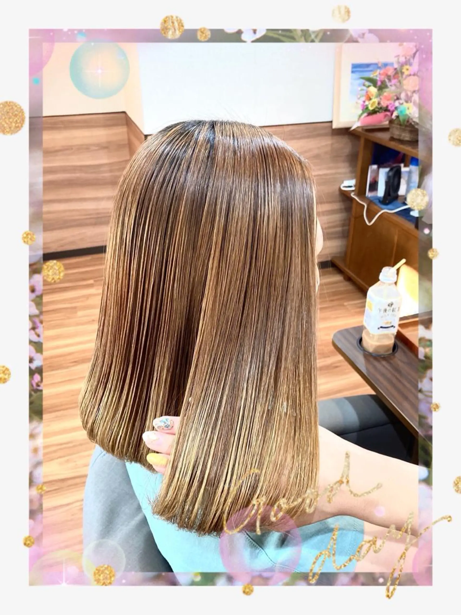 ミディアム パーマ 縮毛矯正 Annon プライベートサロンのヘアスタイル