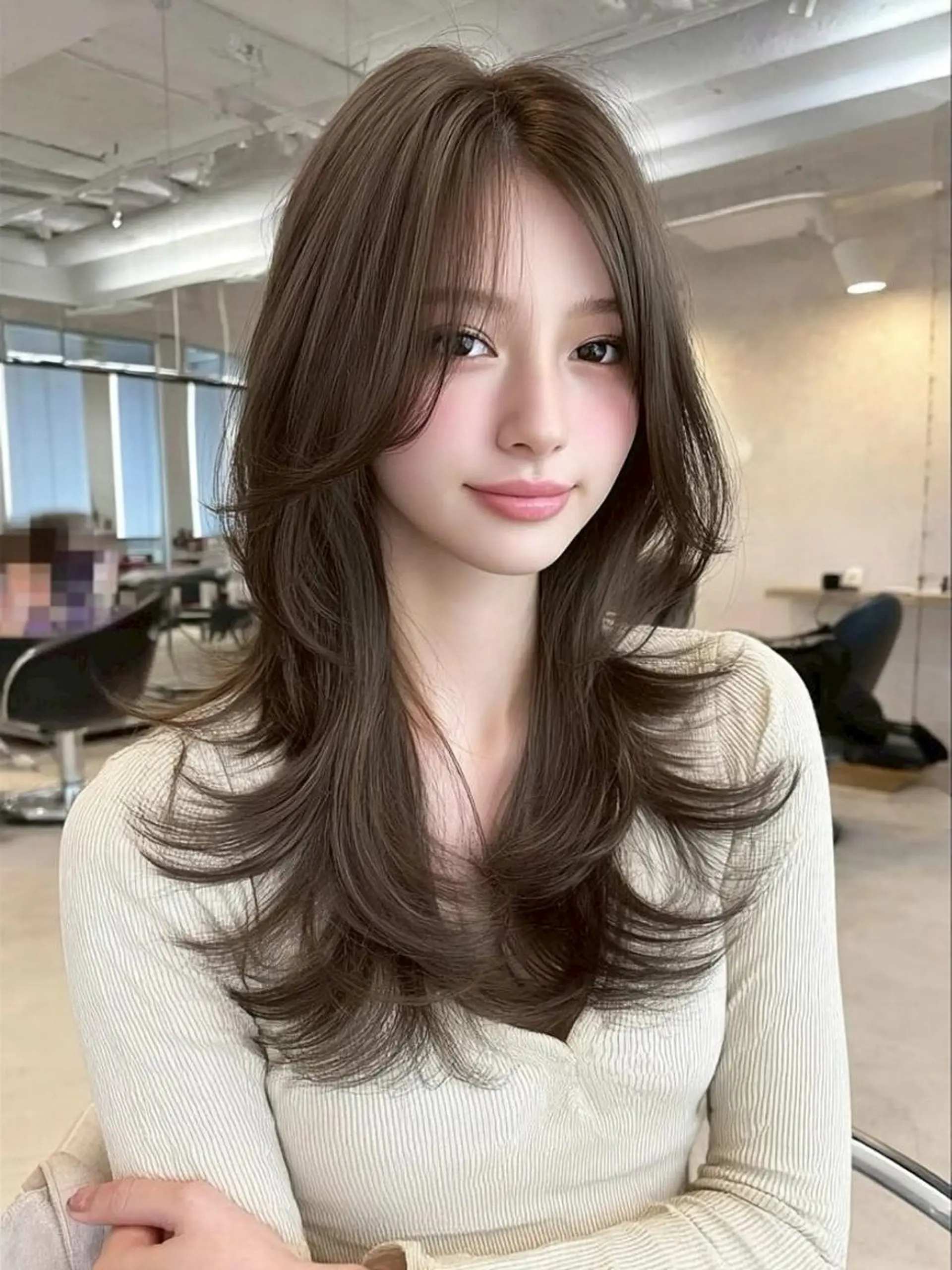 セミロング カラー 髪質改善 韓国風ヘア レイヤーカット ヘアカラー トリートメント 韓国/レイヤー NOISM天王寺のヘアスタイル