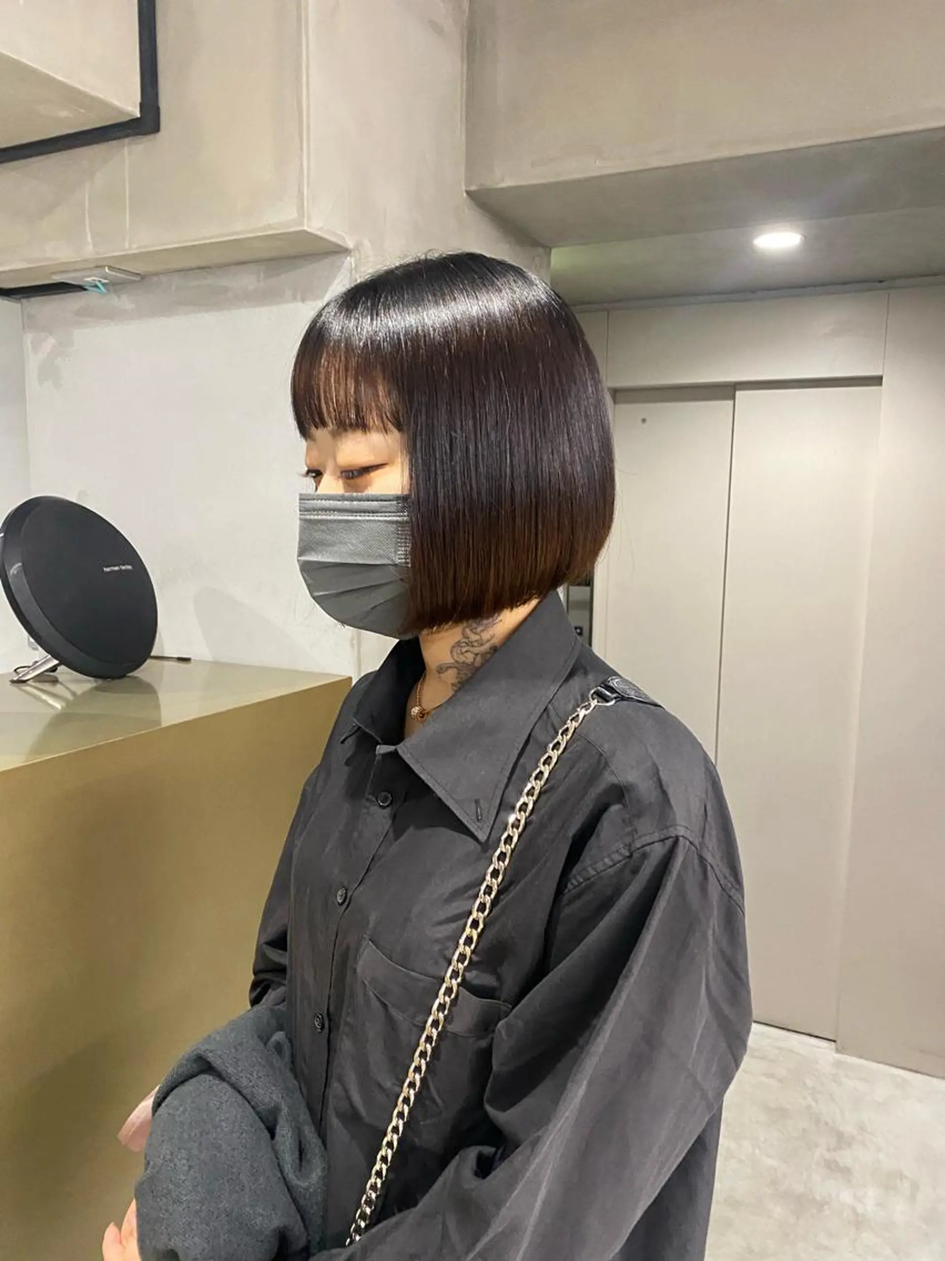ショート 切りっぱなしボブ ボブ カット 縮毛矯正 田代 佳穂のヘアスタイル