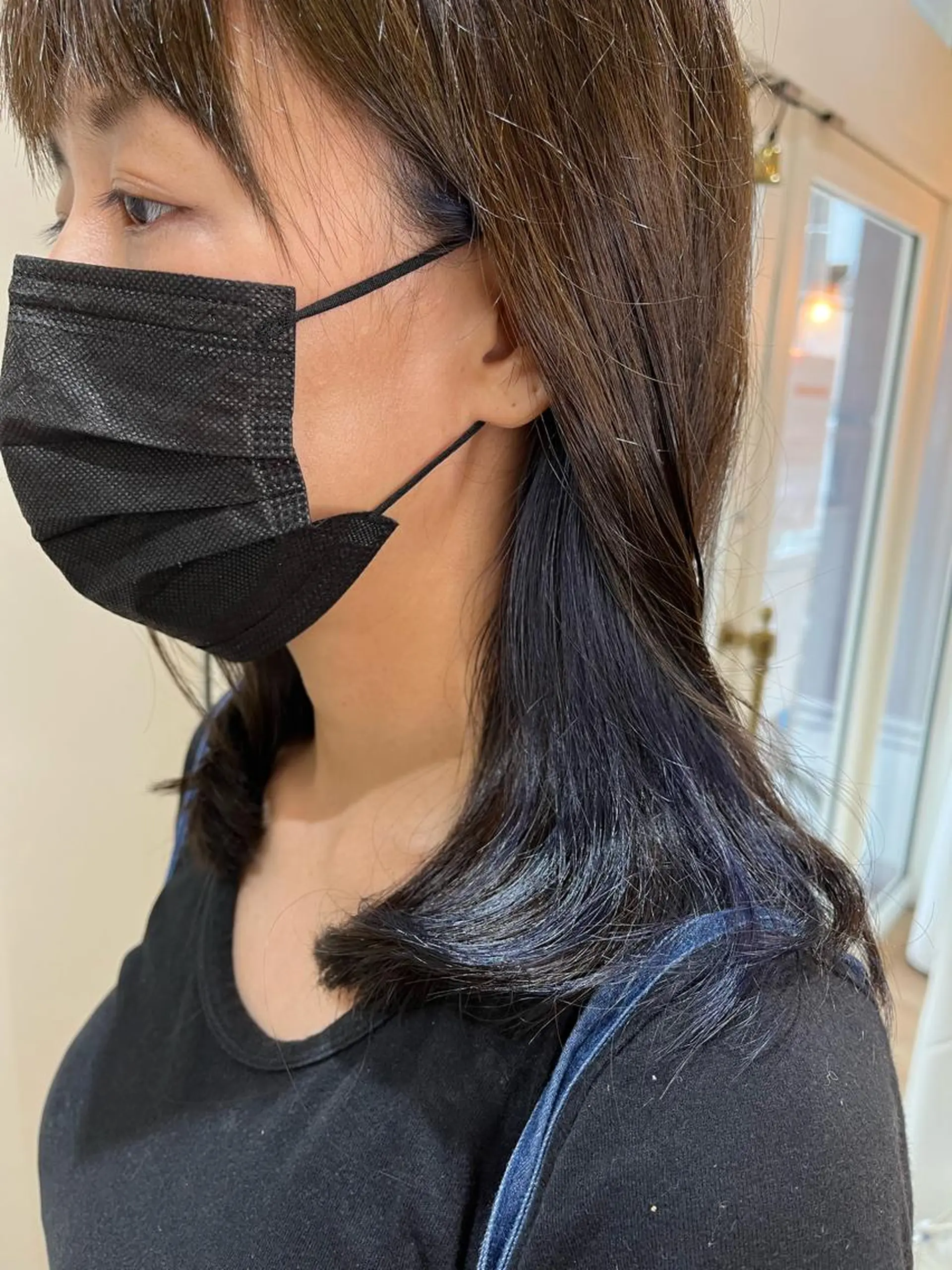 セミロング カラー インナーカラー ネイビーカラー Pocketいわき 深谷 智花のヘアスタイル