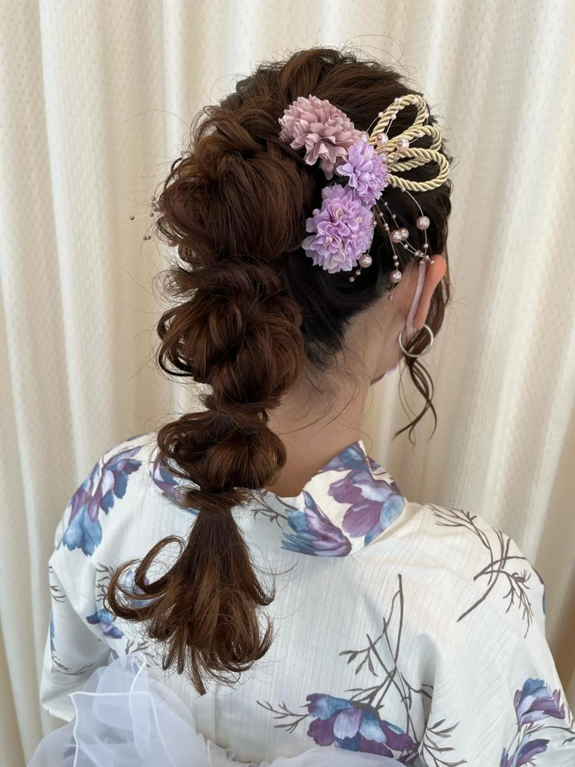 セミロング ヘアアレンジ 浴衣 サソウ ユリエ🥥のヘアスタイル