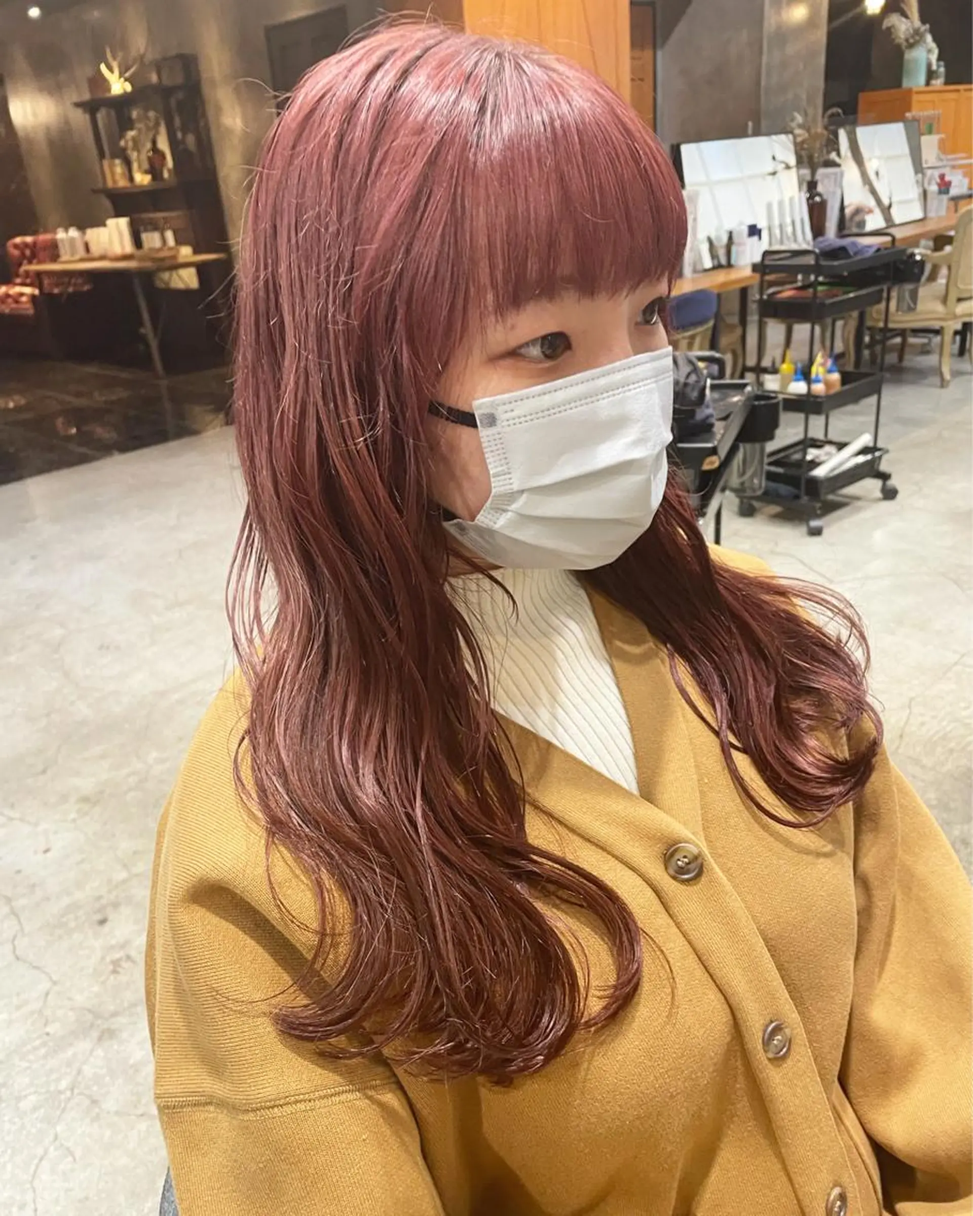 ロング カラー ヘアアレンジ ピンクカラー カット トリートメント 髪質改善カラー&TR 縮毛矯正/弱酸性矯正のヘアスタイル