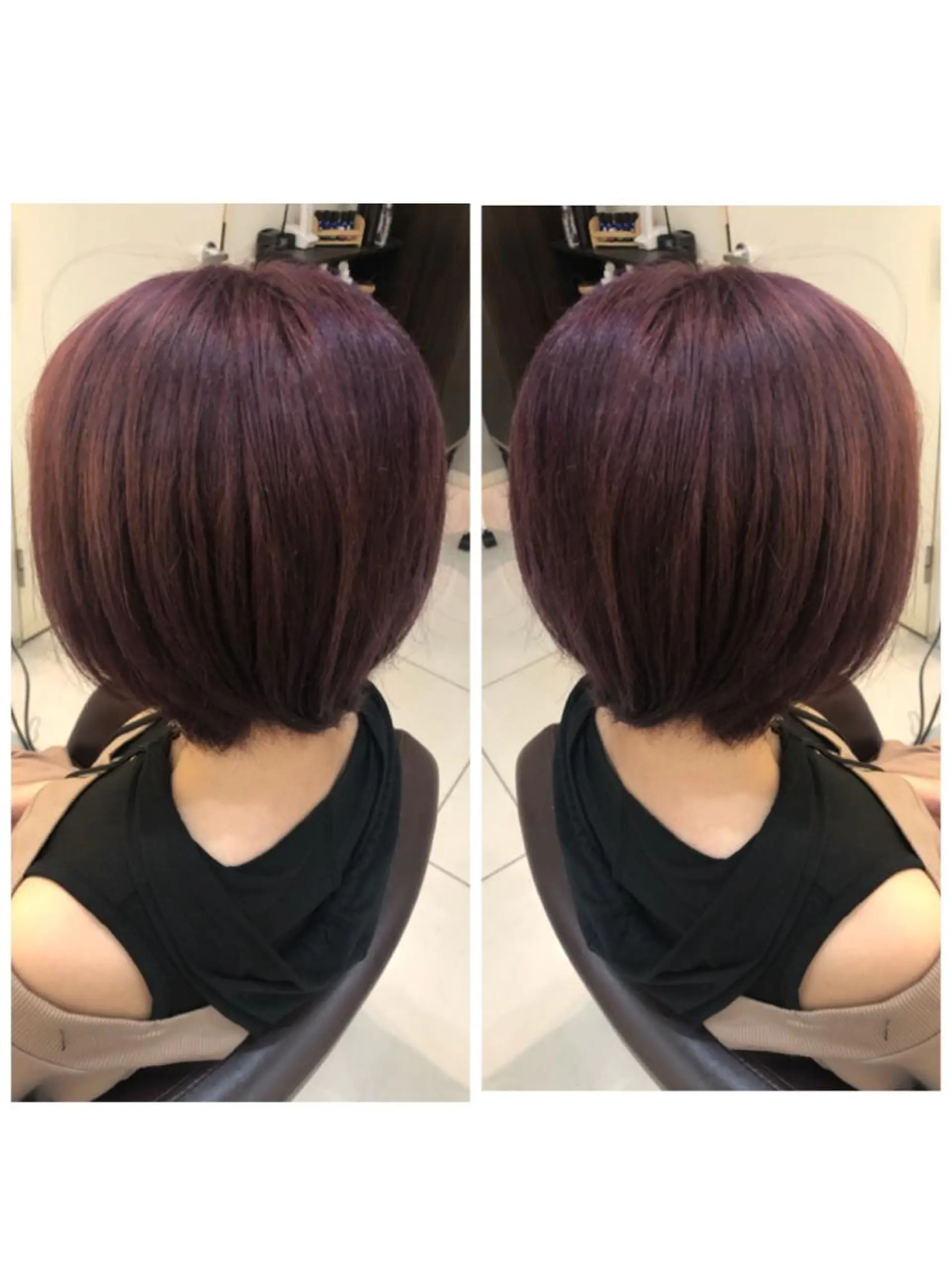 ショート カラー ブリーチ ピンクカラー バイオレットカラー カット ヘアカラー トリートメント 品田 真里のヘアスタイル
