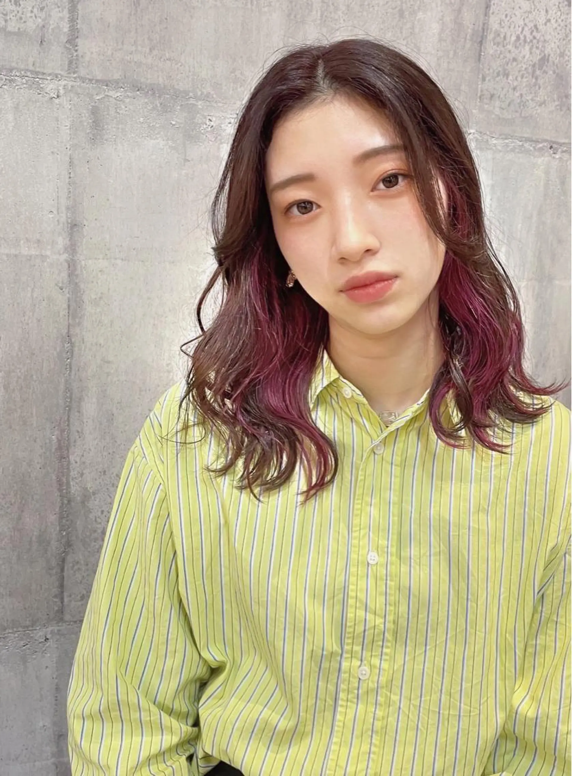 セミロング カラー ピンクカラー カット ヘアカラー トリートメント 竹内 春奈のヘアスタイル