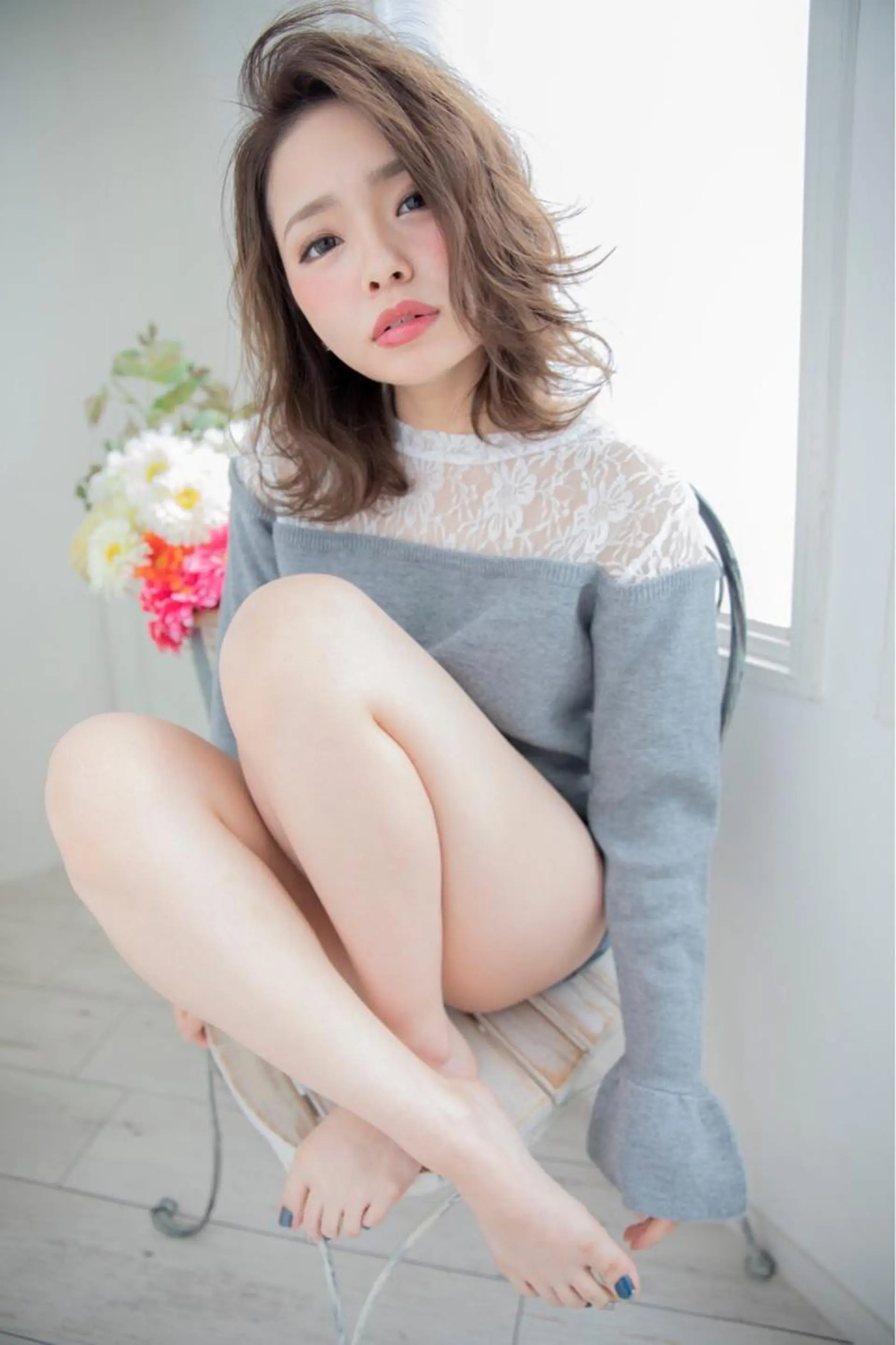 ミディアム カラー ヘアカラー 細沼 葵のヘアスタイル