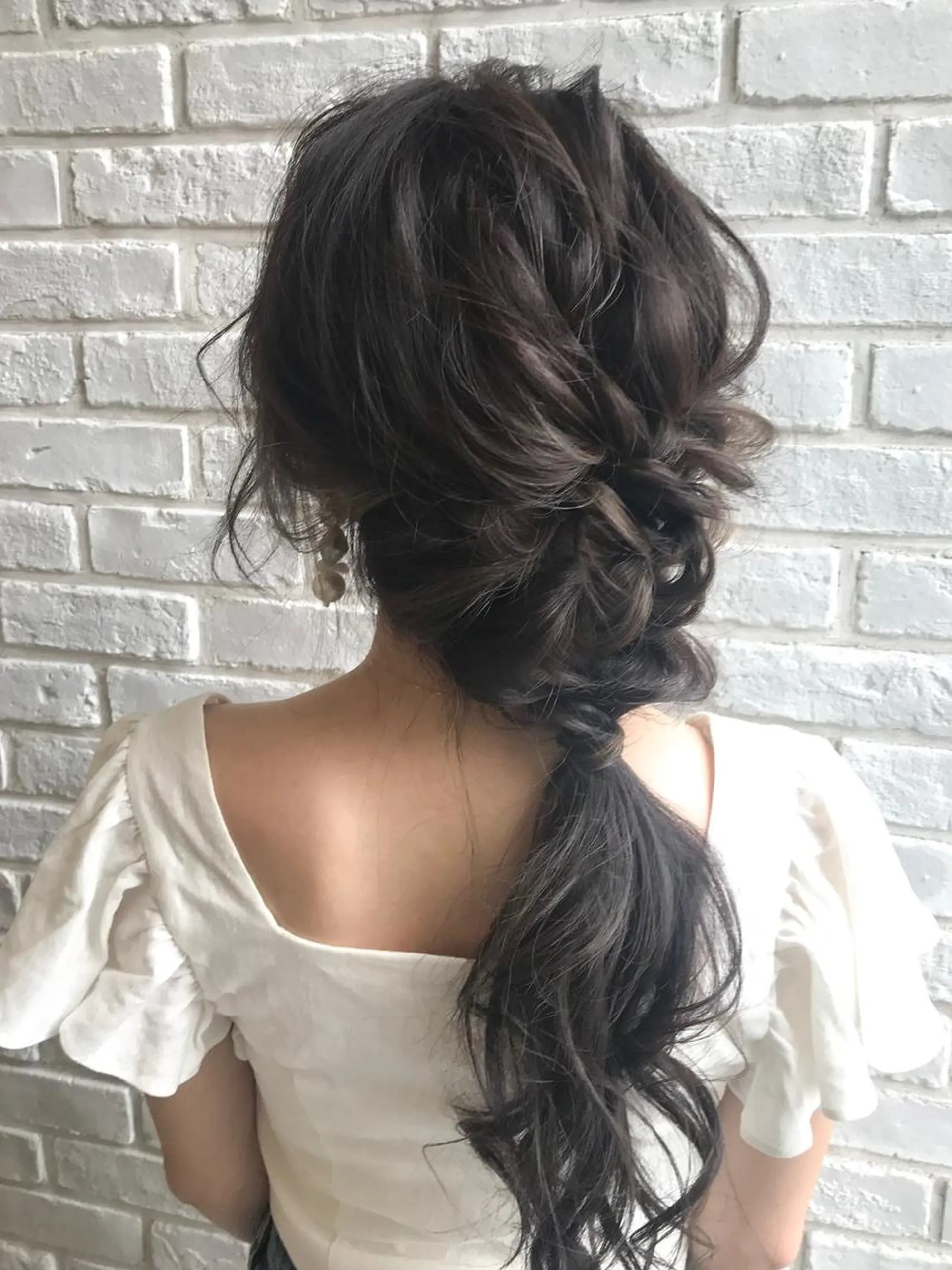 ロング カラー ヘアアレンジ アッシュ アッシュグレー 小野 かなこのヘアスタイル