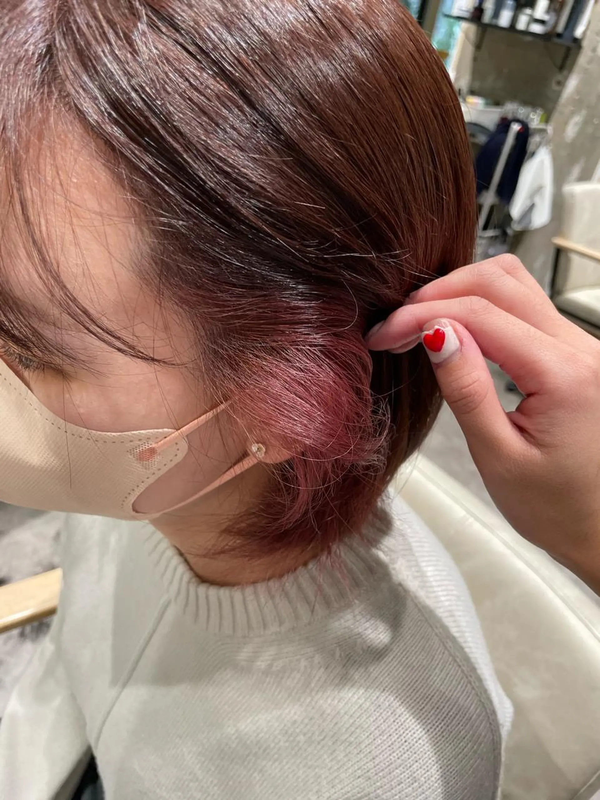 ショート カラー ブラウンカラー ピンクカラー ピンクブラウン ヘアカラー ハイトーン🦄ネイル 💞のぶちのネイルデザイン