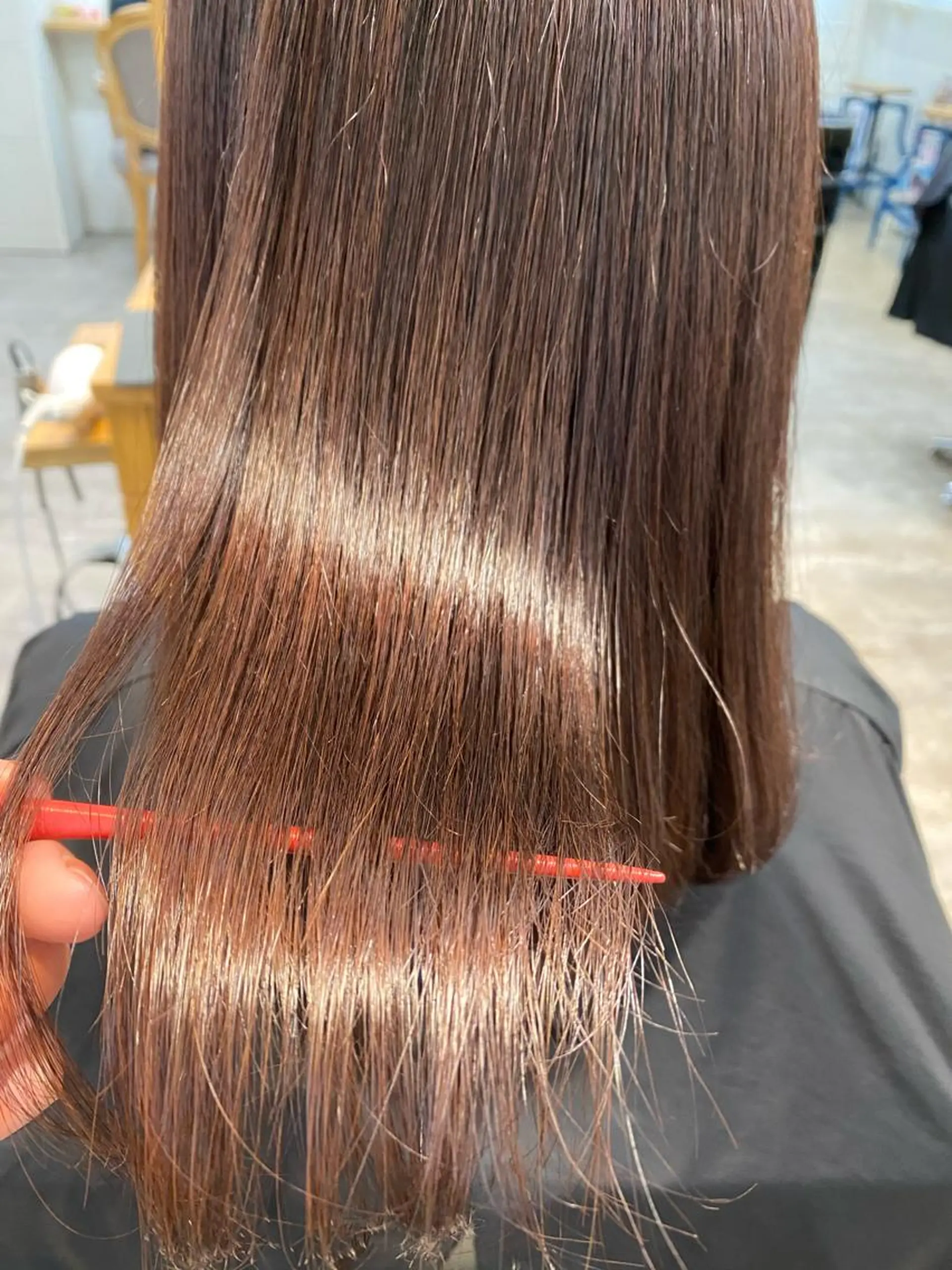 ロング 髪質改善 酸性ストレート カット 縮毛矯正 トリートメント a-o岡野　こやま しんぺいのヘアスタイル