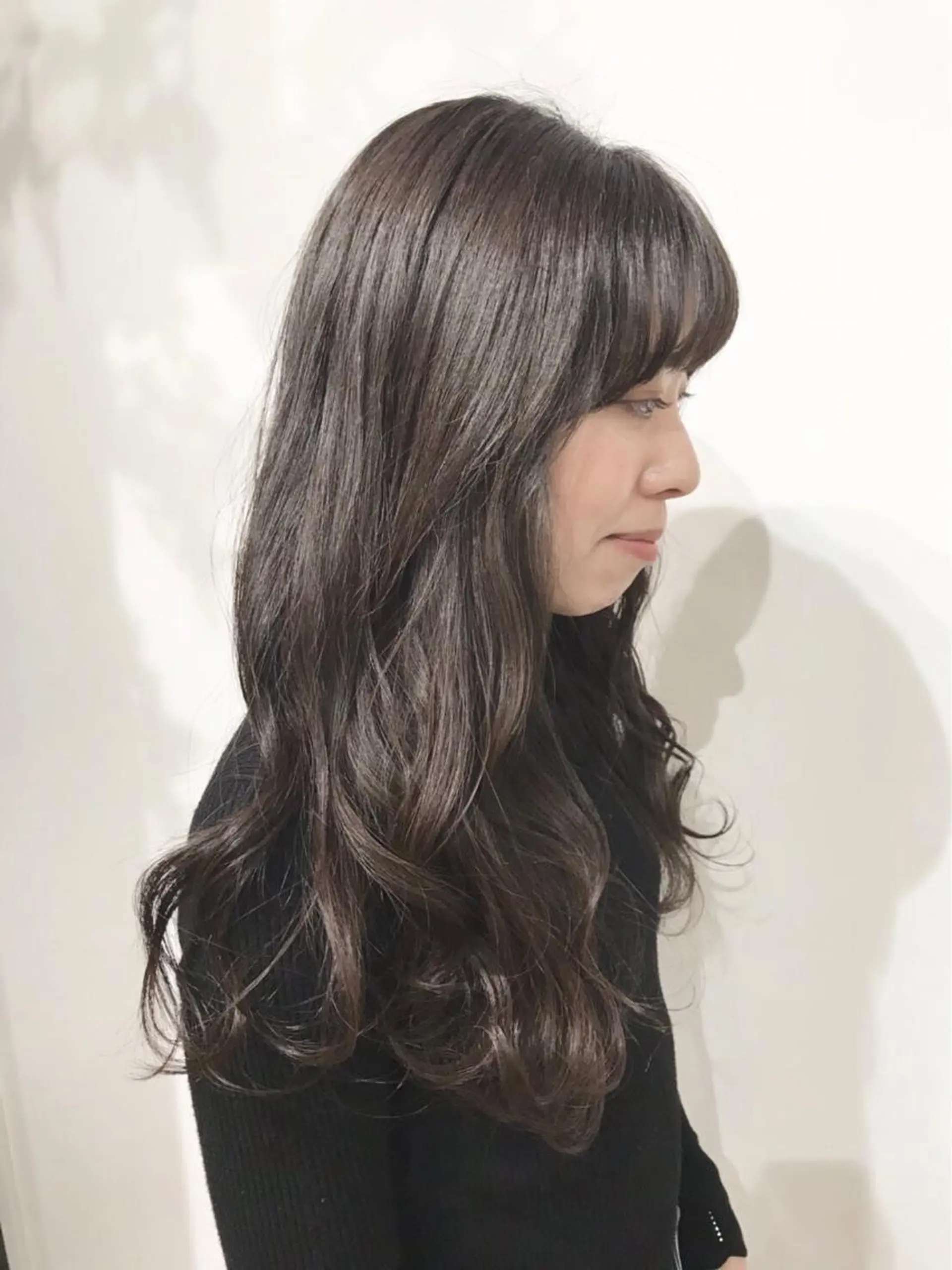 ロング カラー カット 縮毛矯正 トリートメント いけだ　ひかり ハイライトくびれヘアのヘアスタイル