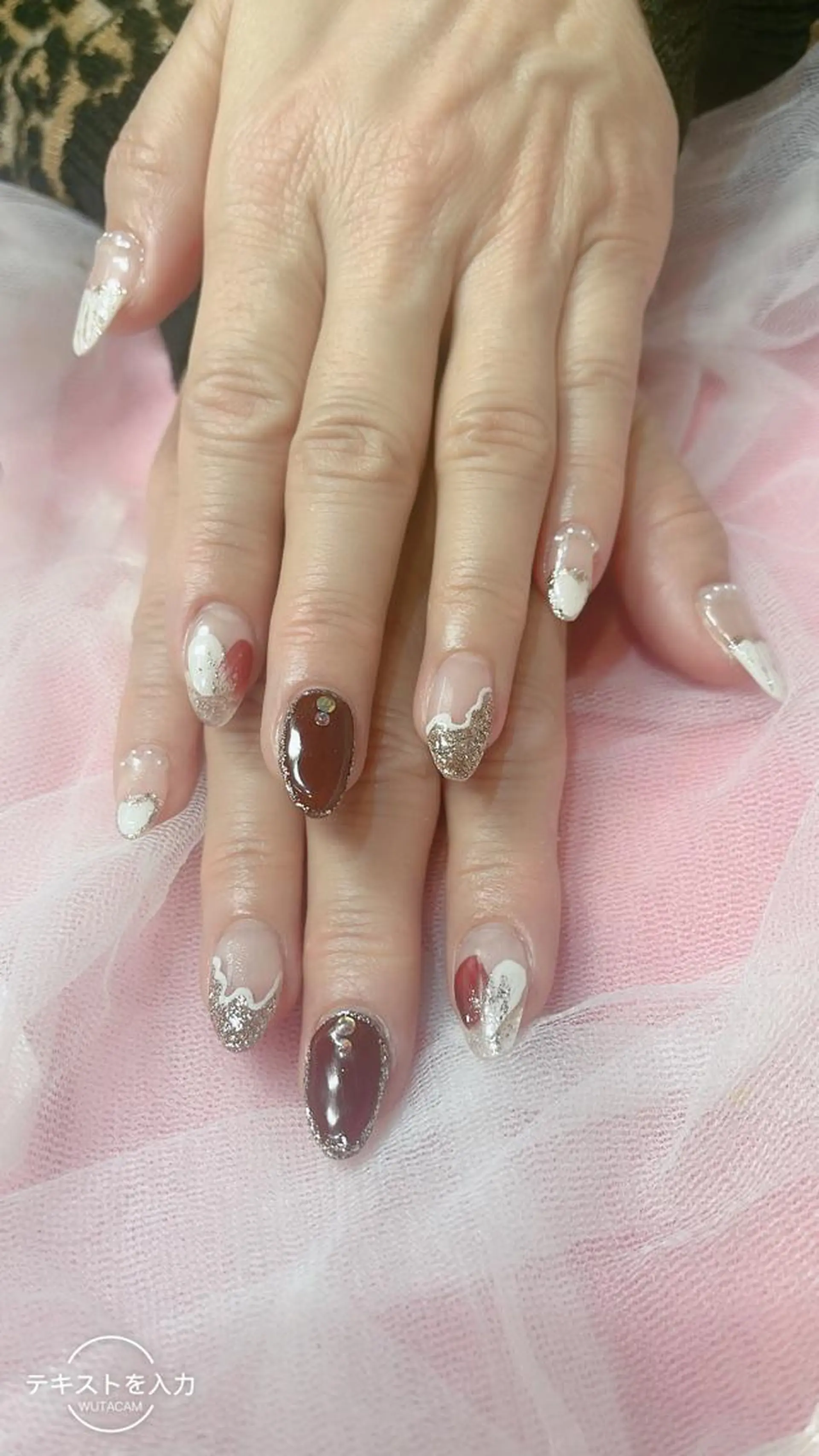 ネイル ゴールド ラメ(グリッター) ピンク 赤色 JF Beauty Salon所属・JF- yoyoのマツエク・マツパデザイン