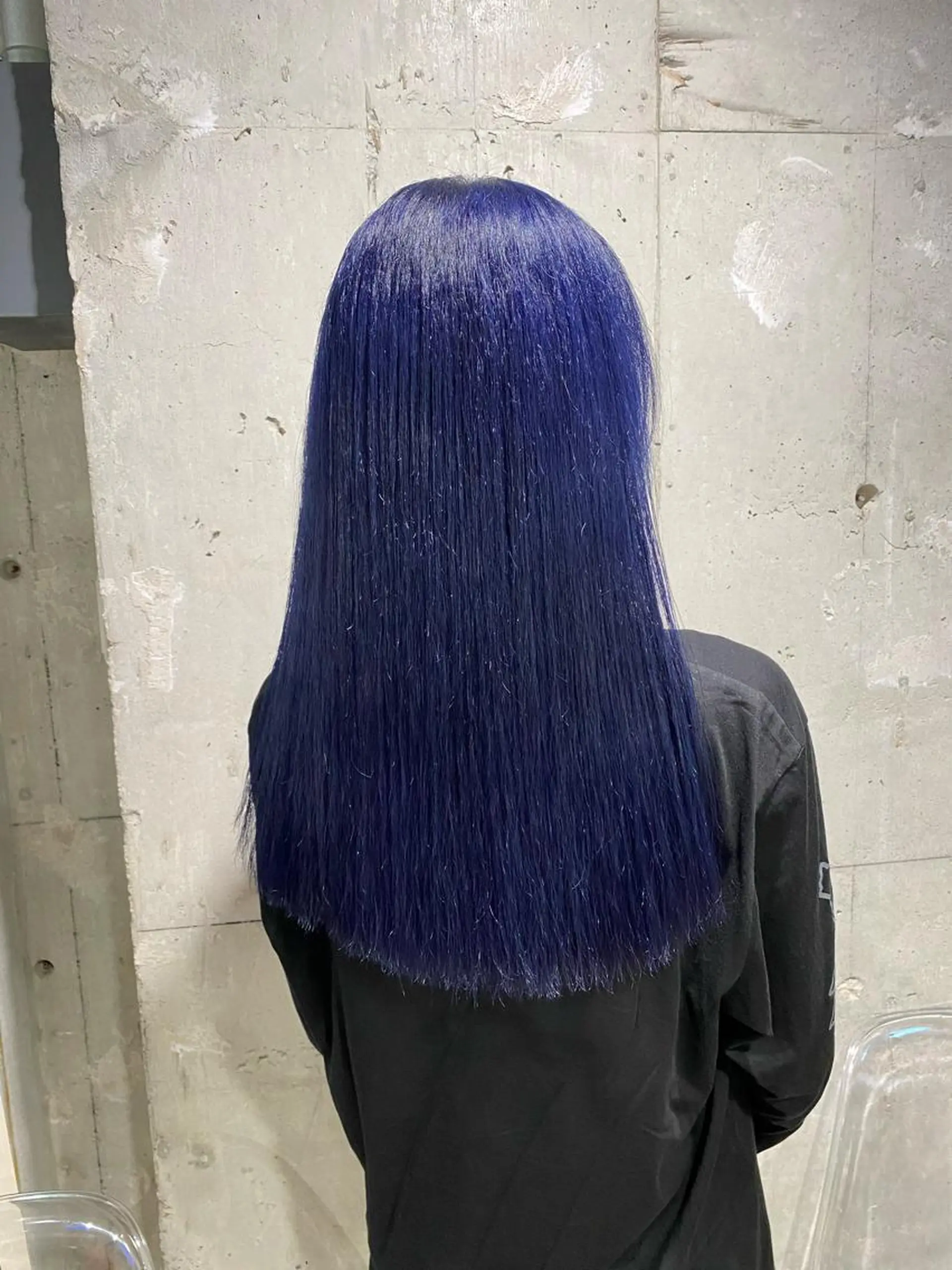 ロング カラー ブルーカラー ネイビーカラー ヘアカラー 韓国レイヤーカット /ダブルカラーのヘアスタイル