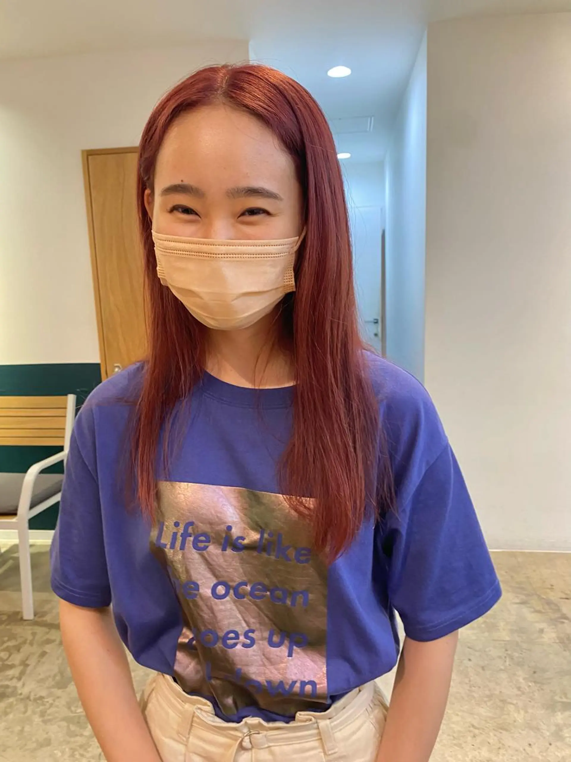 ロング カラー レッドカラー 聖斗 /ハイトーン/パーマのヘアスタイル