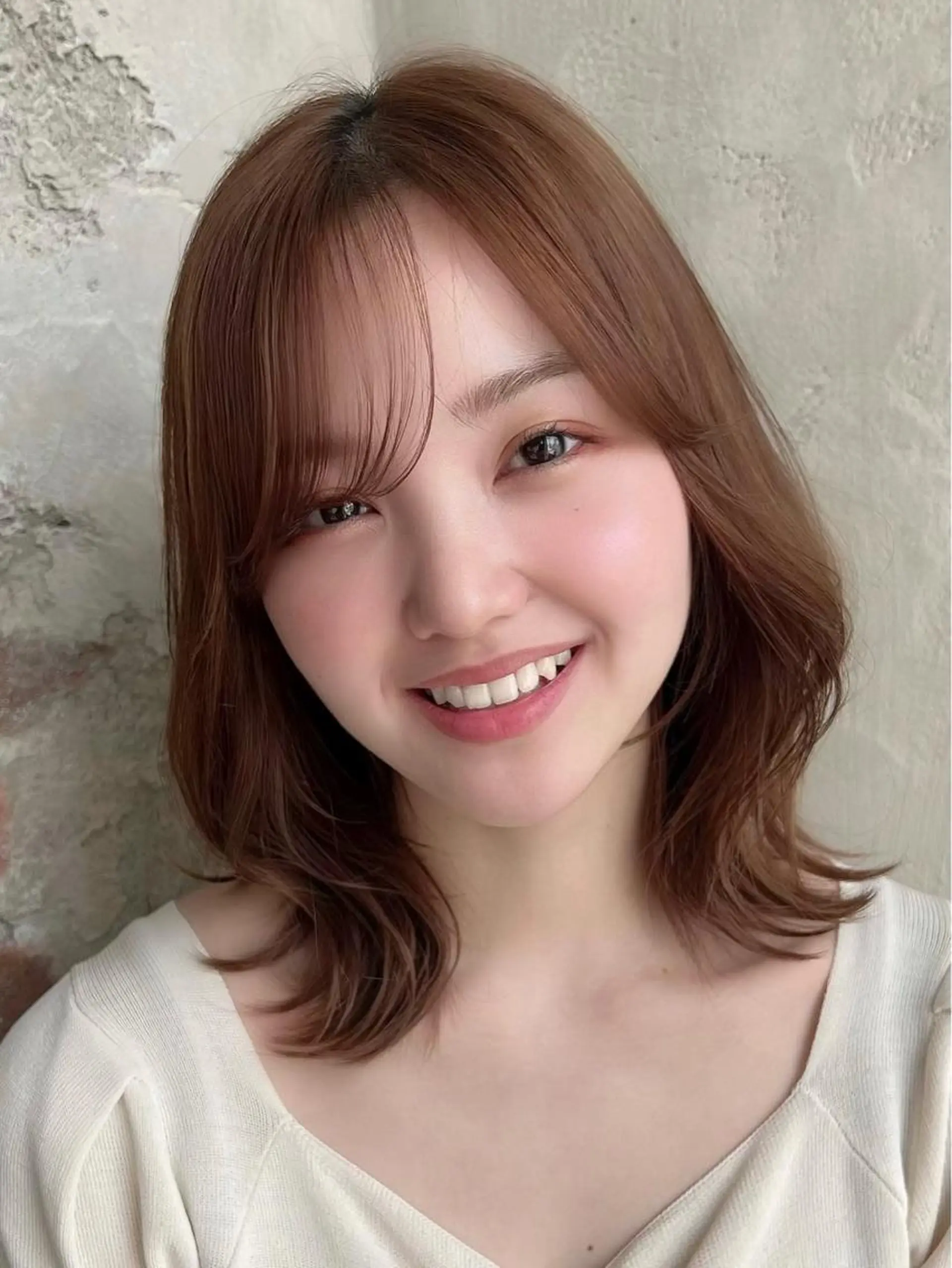 ミディアム くびれヘア シースルーバング カット ヘアカラー トリートメント 🧡くびれヘア/前髪 顔周り🧡久原結衣のヘアスタイル