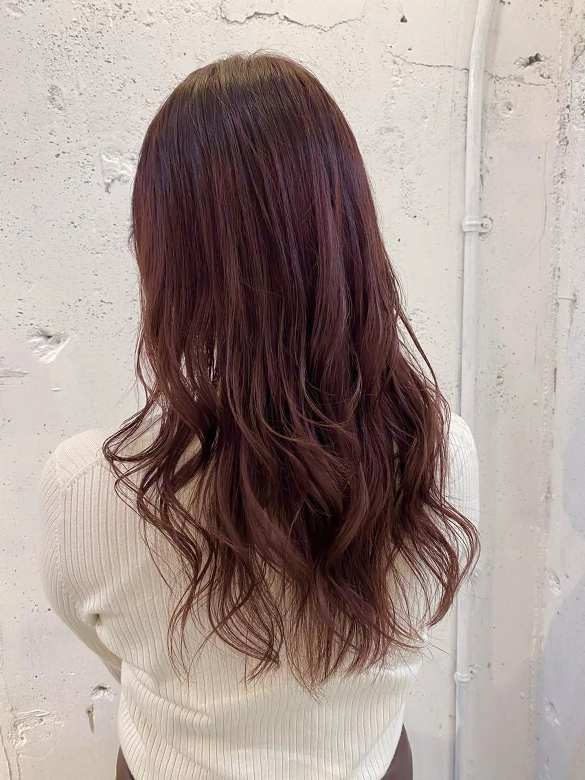ロング カラー ブリーチ ブラウンカラー ブリーチなしカラー レッドカラー レッドブラウン ブリーチなしカラー レイヤーカットのヘアスタイル
