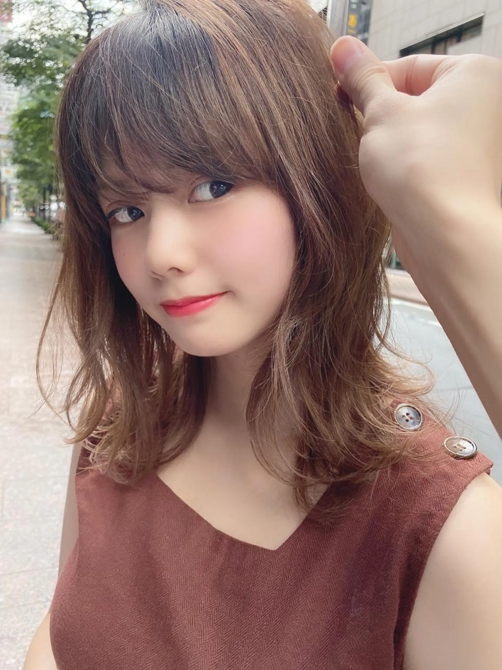 ミディアム ヘアカラー トリートメント ボブ韓国風レイヤー 髪質改善/畠中ケントのヘアスタイル