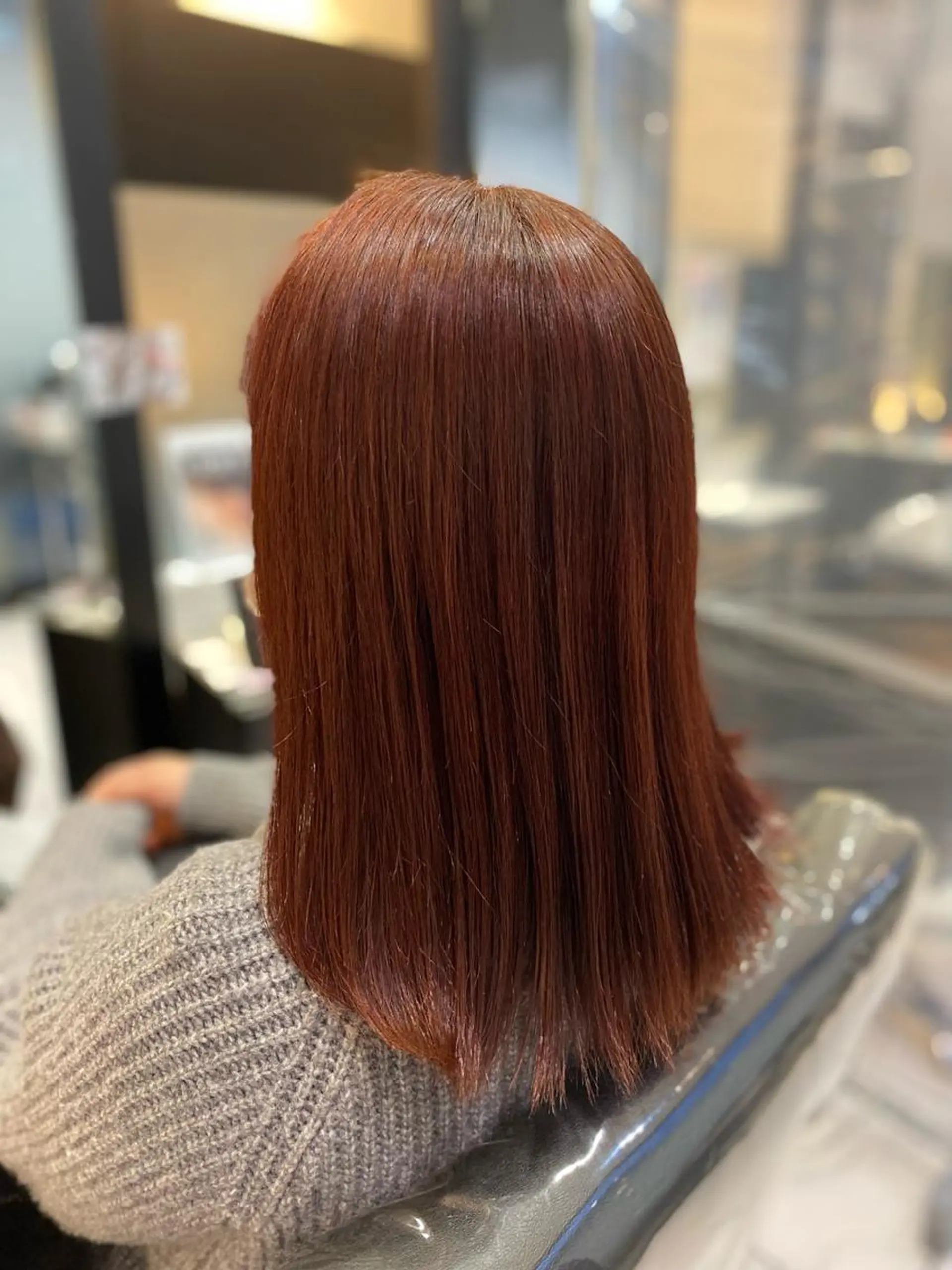 ミディアム カット ヘアカラー 縮毛矯正 トリートメント YASU🍎ボブ/ 赤系カラー/髪質改善のヘアスタイル