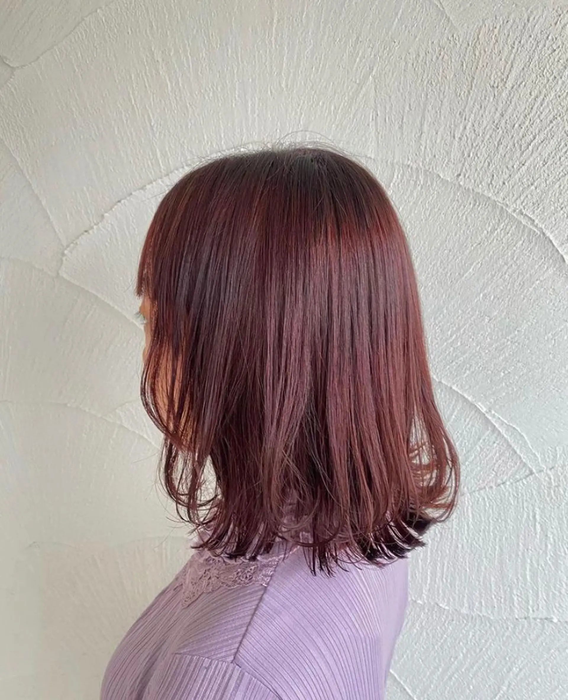 ミディアム カラー ブリーチ ブリーチなしカラー レッドカラー ボブ Number CHIHIROのヘアスタイル