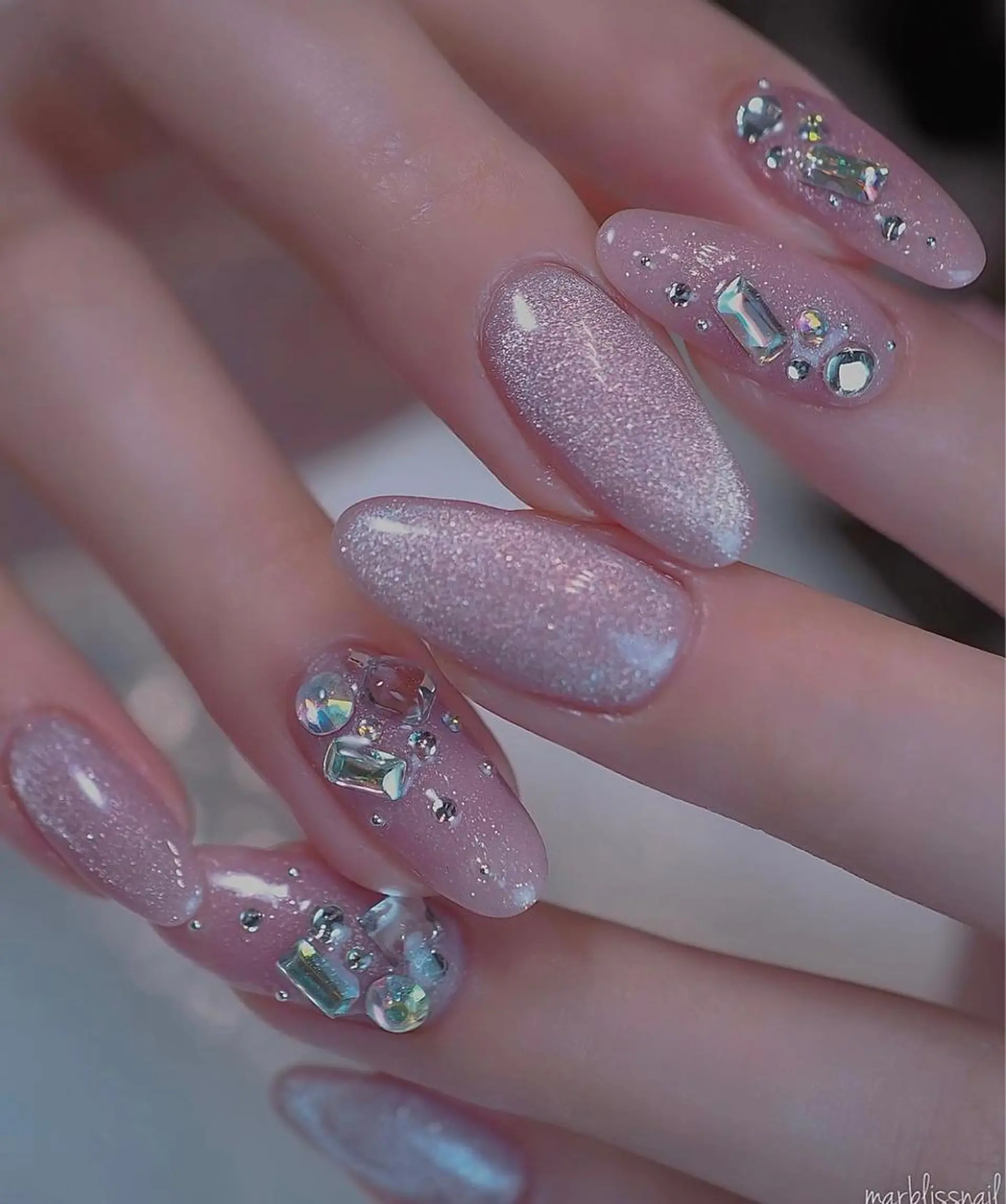 ネイル クリアネイル 長さ出し フレンチネイル 氷ネイル・うるうるネイル マグネットネイル Moana Nail 長さだし専門店のネイルデザイン