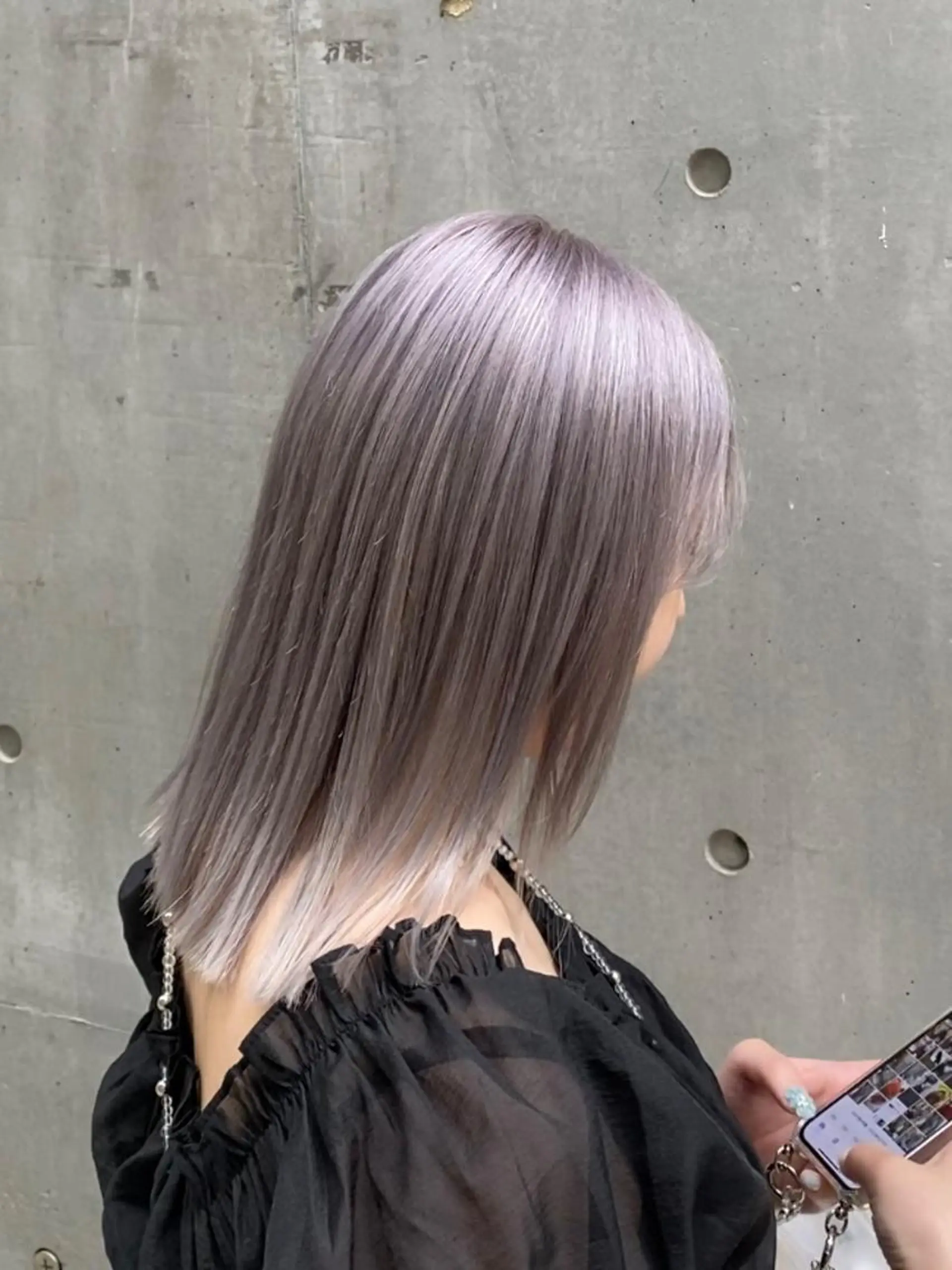 セミロング 透明感ブリーチ/ メンズパーマのヘアスタイル