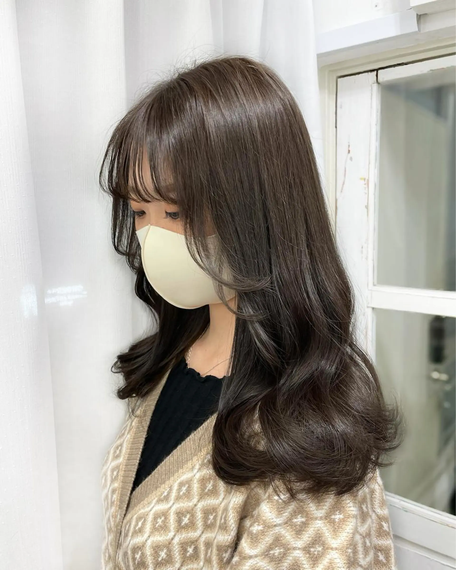 セミロング カラー カット ヘアカラー トリートメント ヘアセット 韓国ヘア🤍髪質改善 🇰🇷AKANEのヘアスタイル