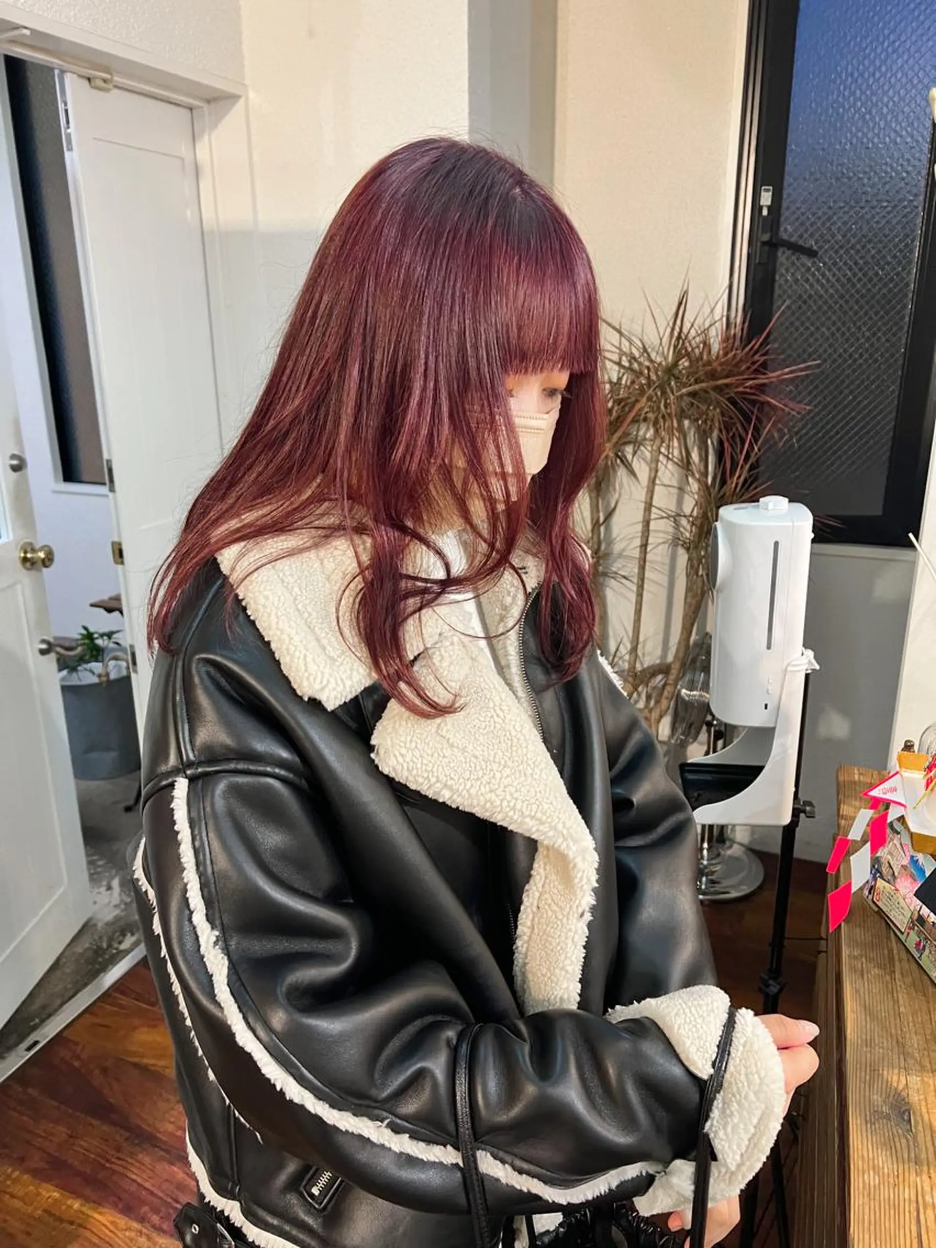セミロング カラー ベージュカラー ブリーチ オレンジ ピンクカラー ピンクベージュ 水野 雪 パーマ/暖色カラーのヘアスタイル