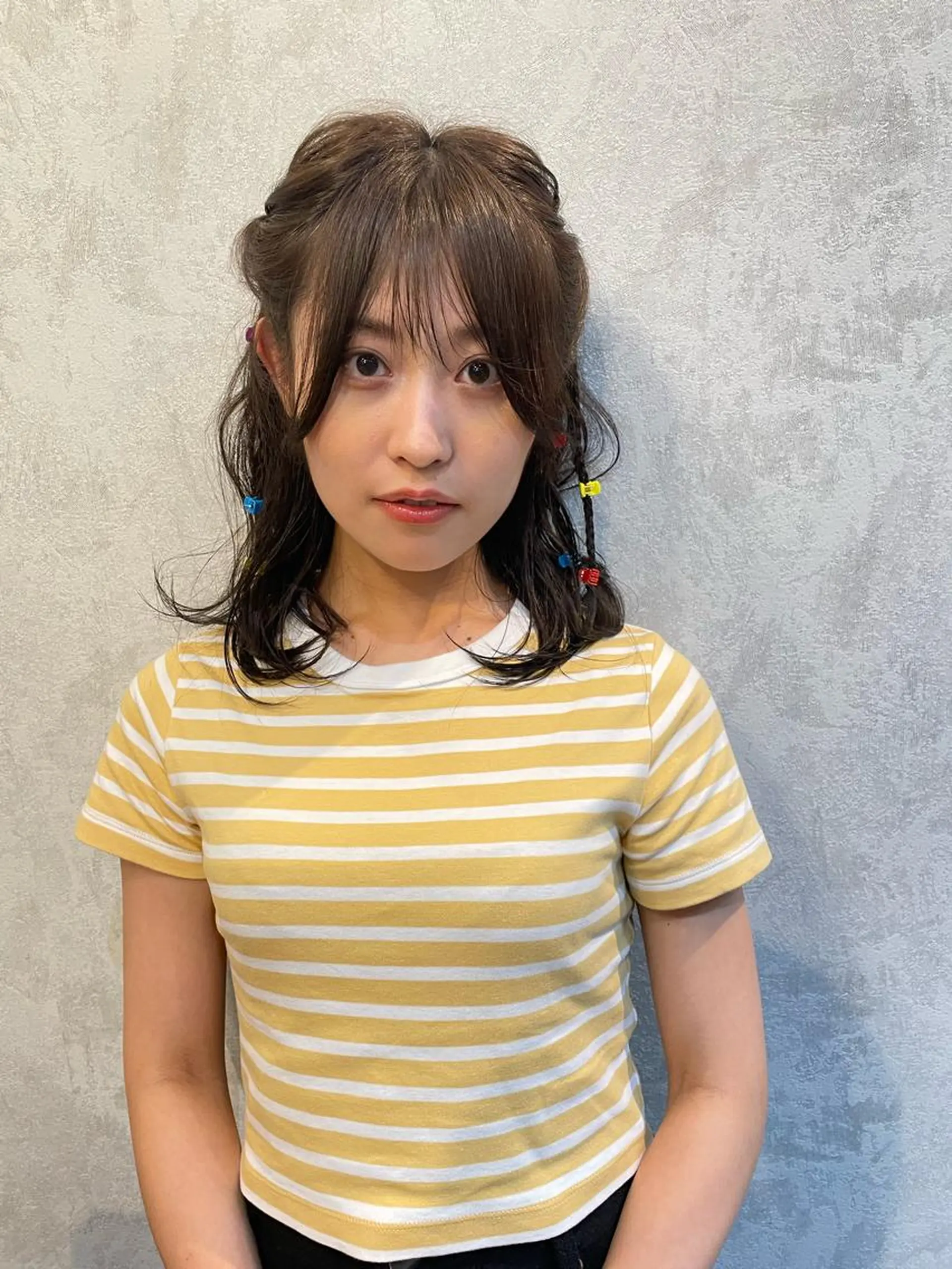 セミロング ヘアアレンジ 韓国風ヘア 飯塚 沙衣のヘアスタイル