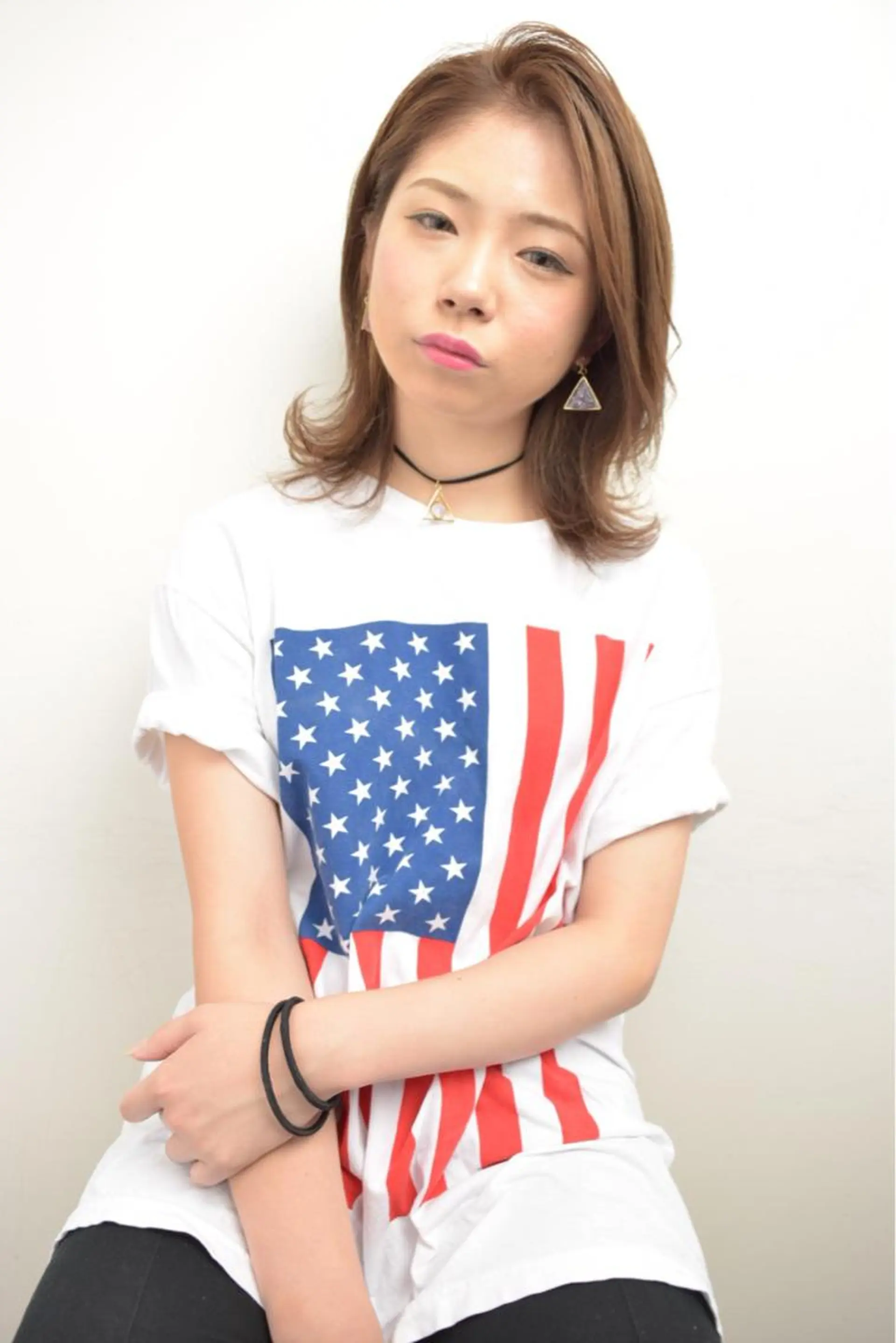 セミロング カラー パーマ ヘアアレンジ アッシュ ベージュカラー 高橋 隆一のヘアスタイル