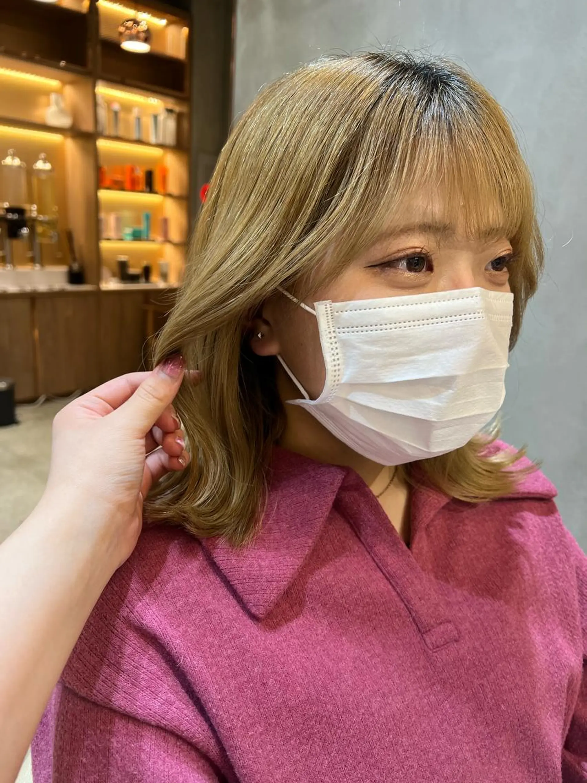 ミディアム ボブ/巻ける縮毛矯正 /韓国レイヤーはなのヘアスタイル