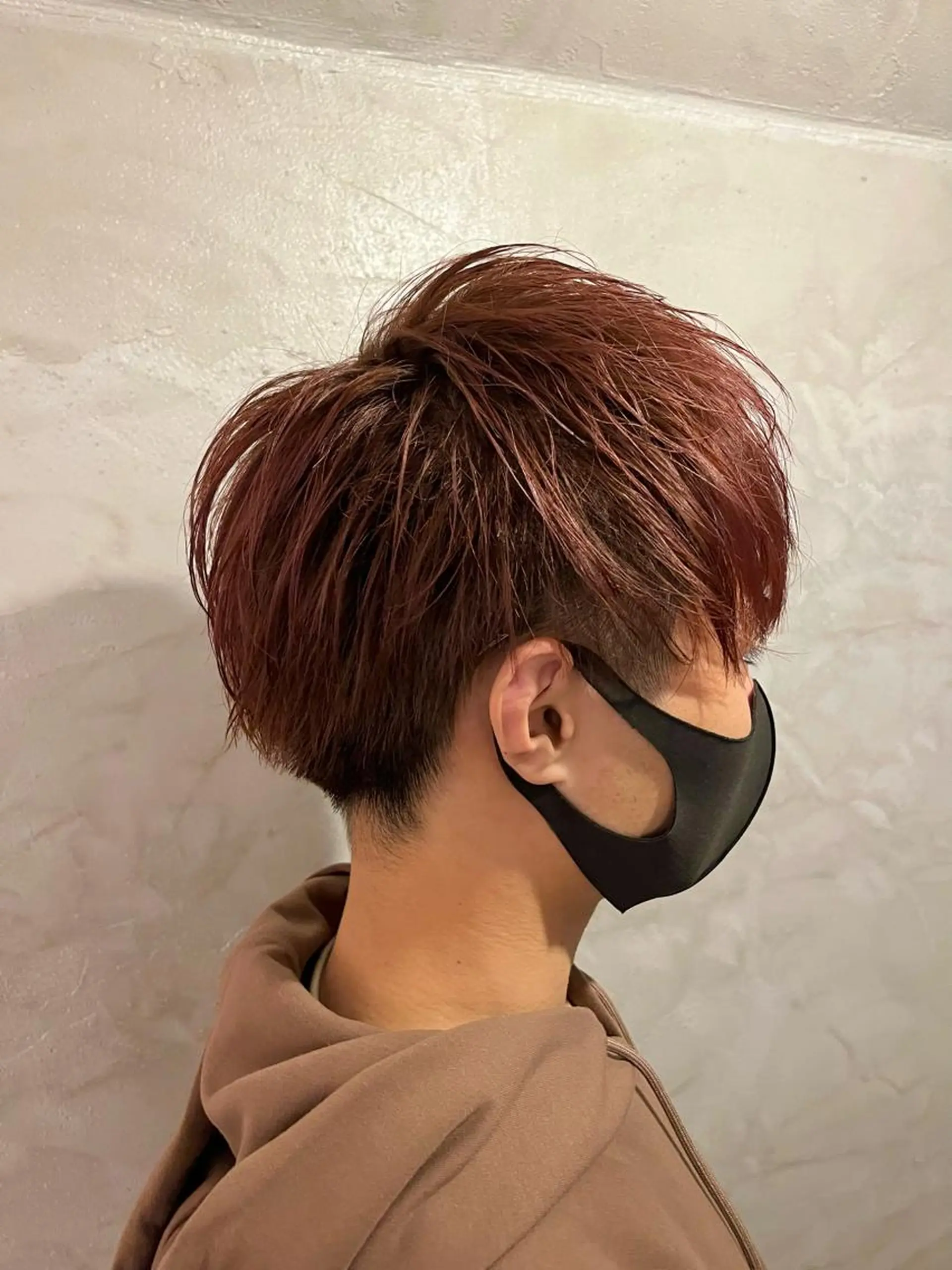 カラー メンズ マッシュ レッドカラー ヘアカラー FUJINO RYOのヘアスタイル
