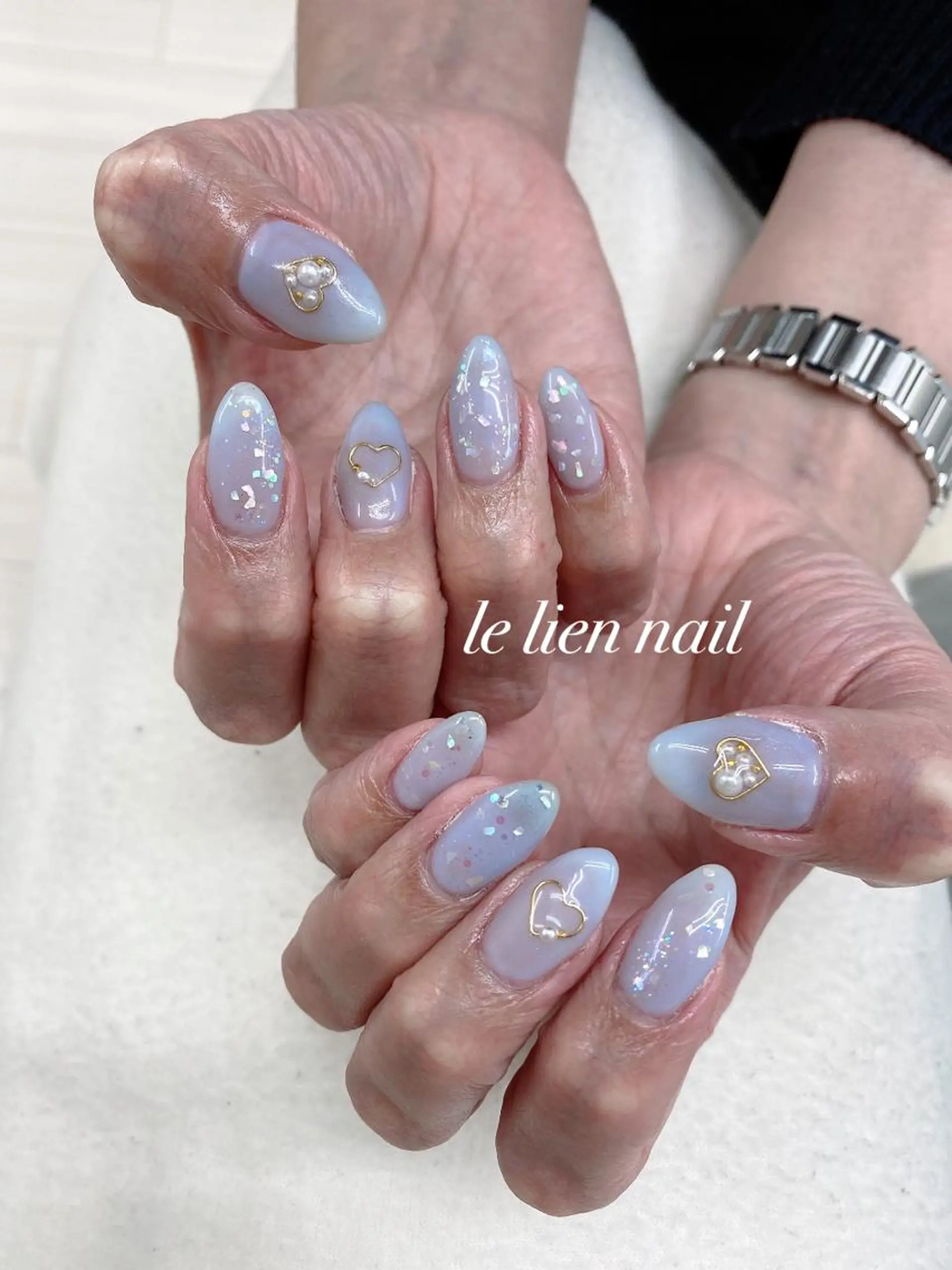 ネイル アートネイル ハート キラキラネイル ハンドネイル le lien nailのネイルデザイン