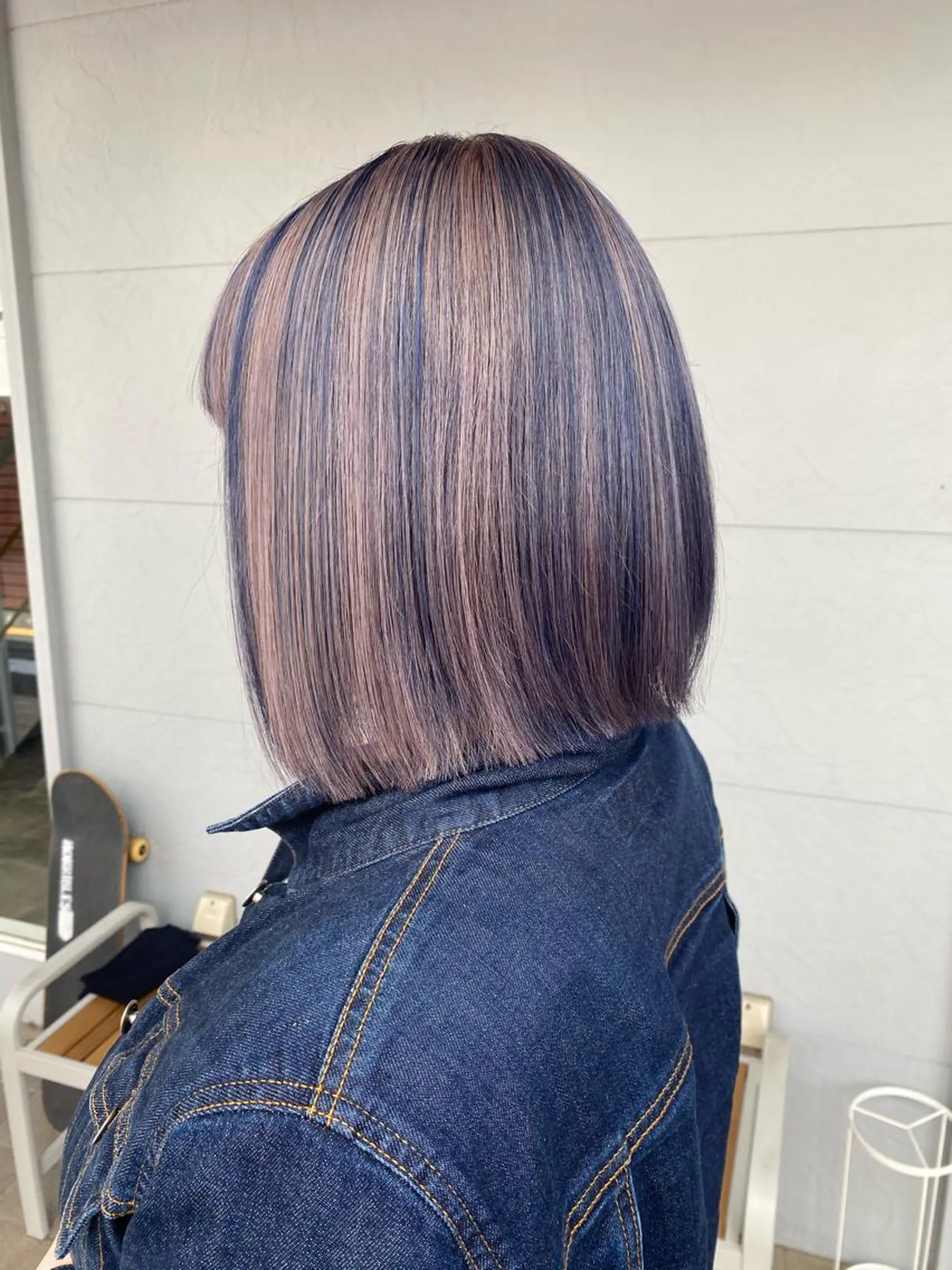 ミディアム カラー ブルーカラー シルバー ヘアカラー トリートメント lani 天神大名/ブリーチのヘアスタイル