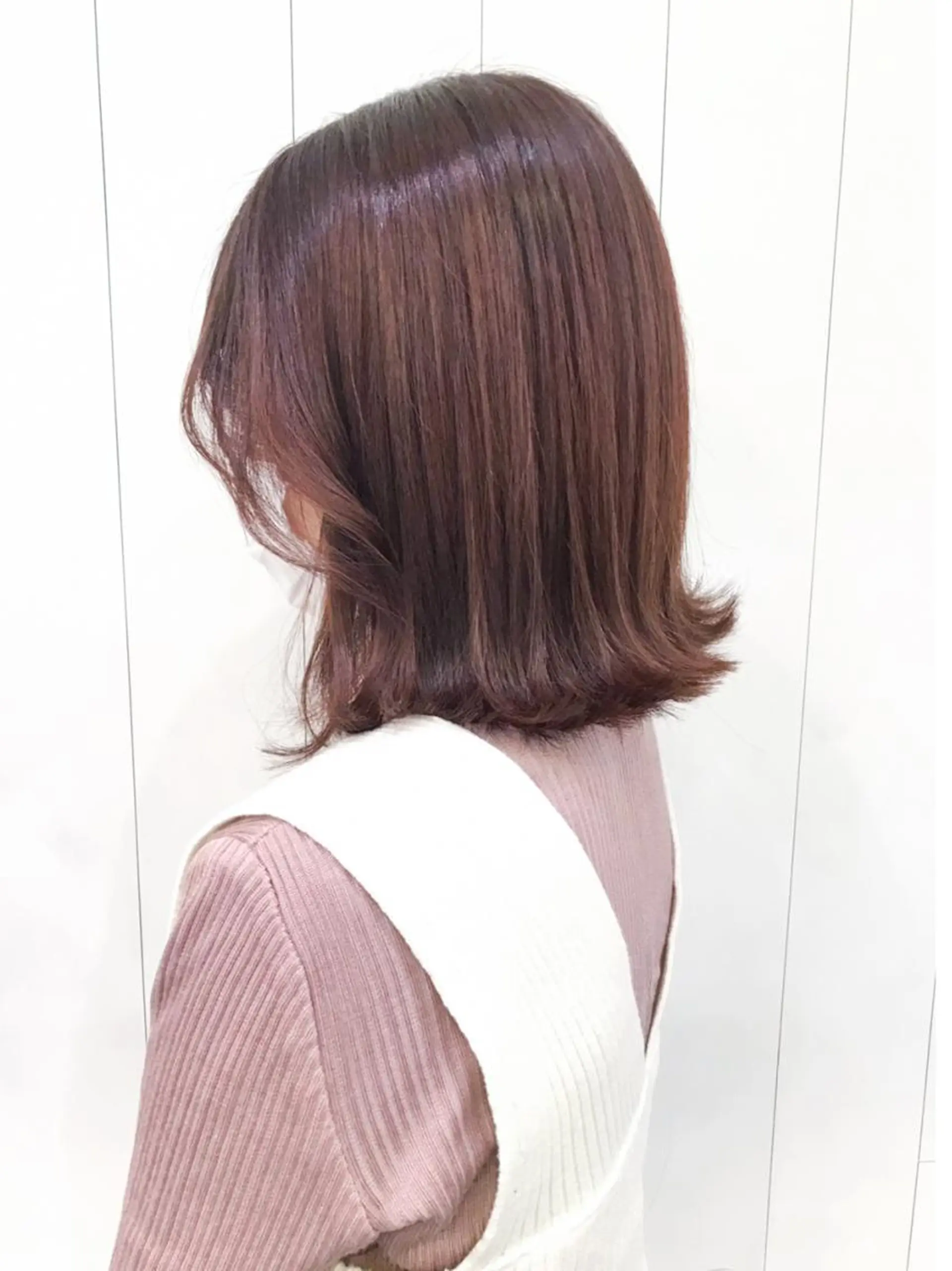 ミディアム カラー パーマ ヘアアレンジ ブラウンカラー ピンクカラー ピンクブラウン ボブ ITbyALBUM 松戸のヘアスタイル