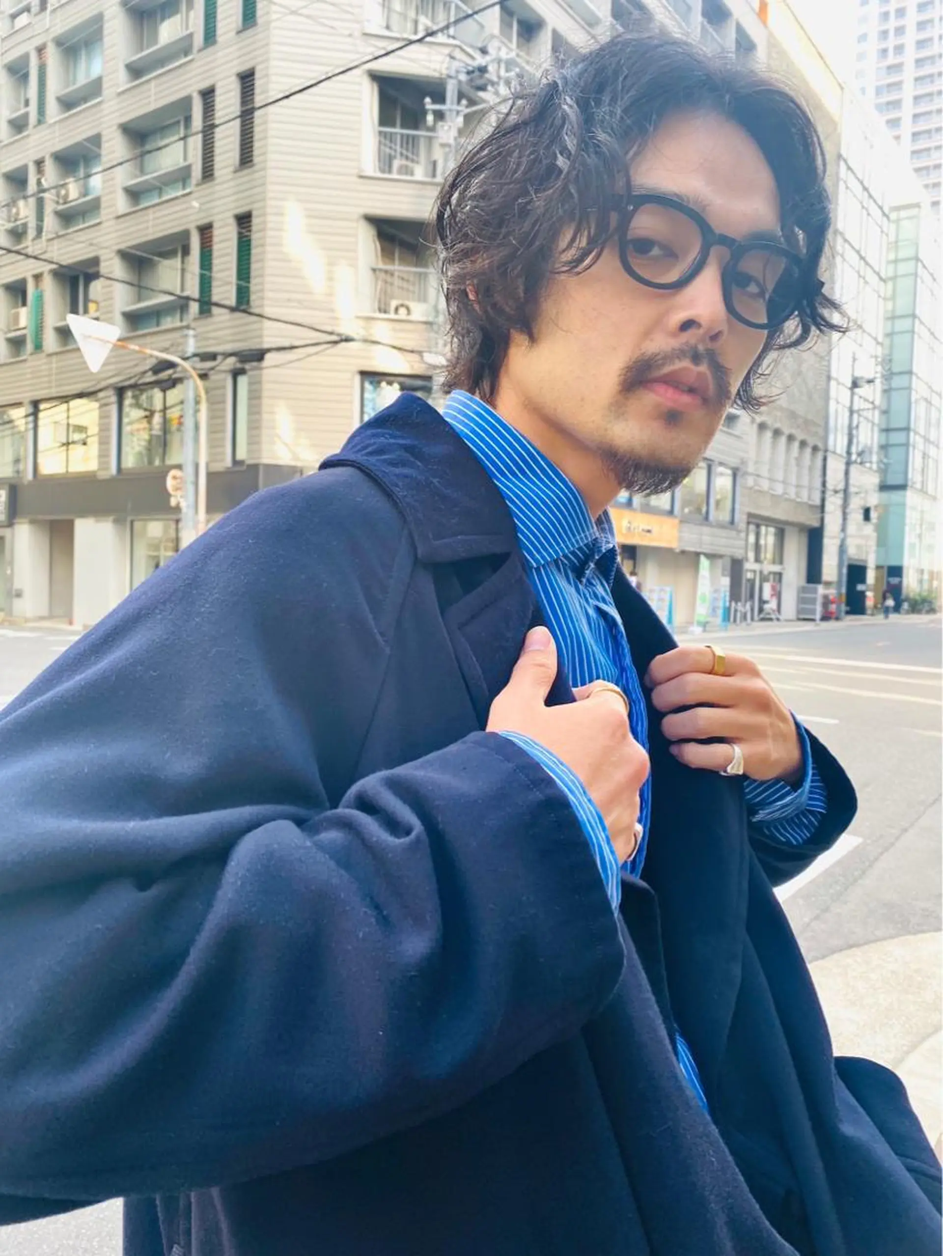 ミディアム カラー パーマ メンズ カット パーマ トリートメント 南堀江🌿パーマ Tetsu【テツ】のヘアスタイル