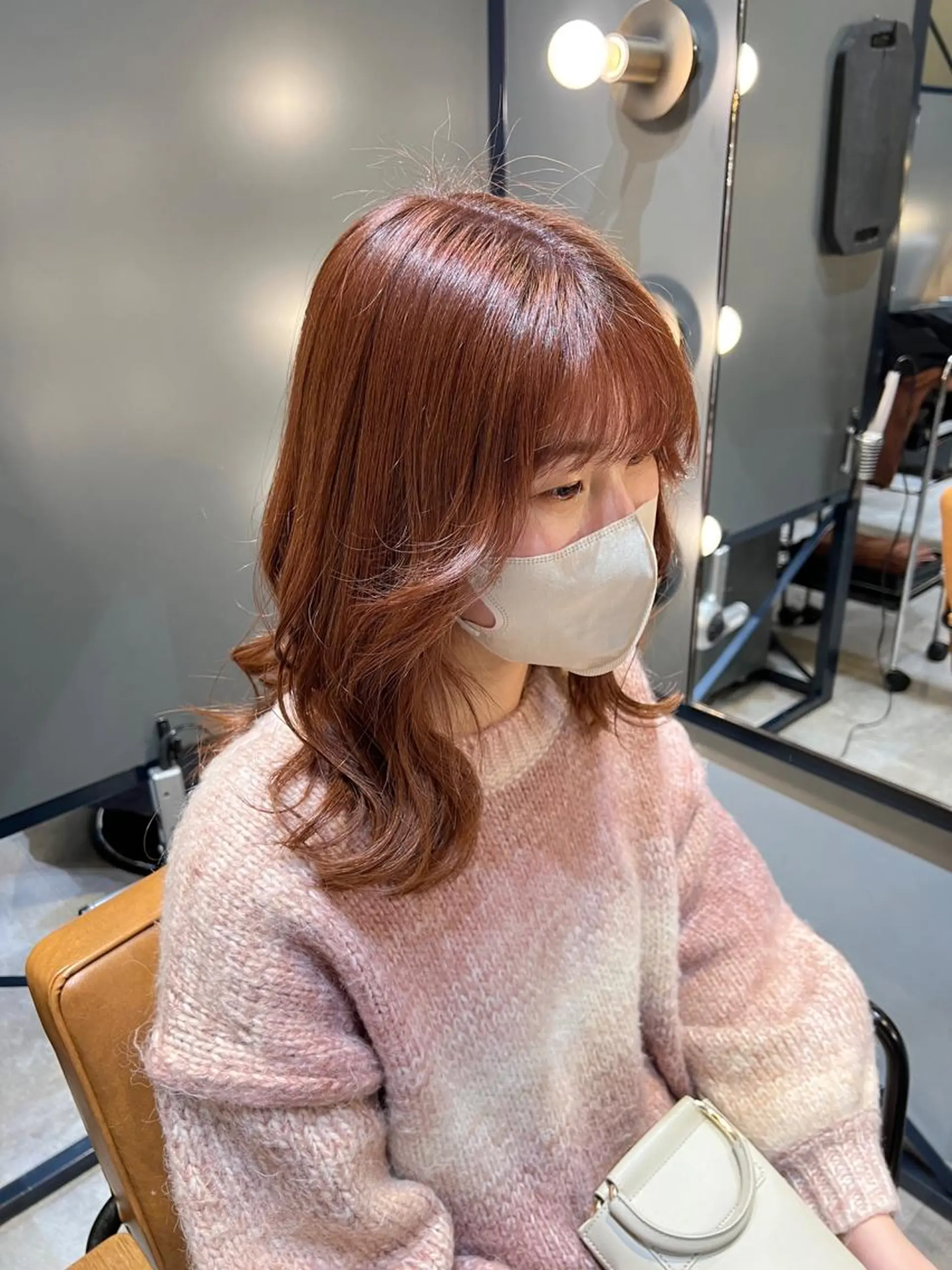 ロング カラー ブラウンカラー ピンクカラー ピンクブラウン カット ヘアカラー トリートメント ノイシキ サキのヘアスタイル