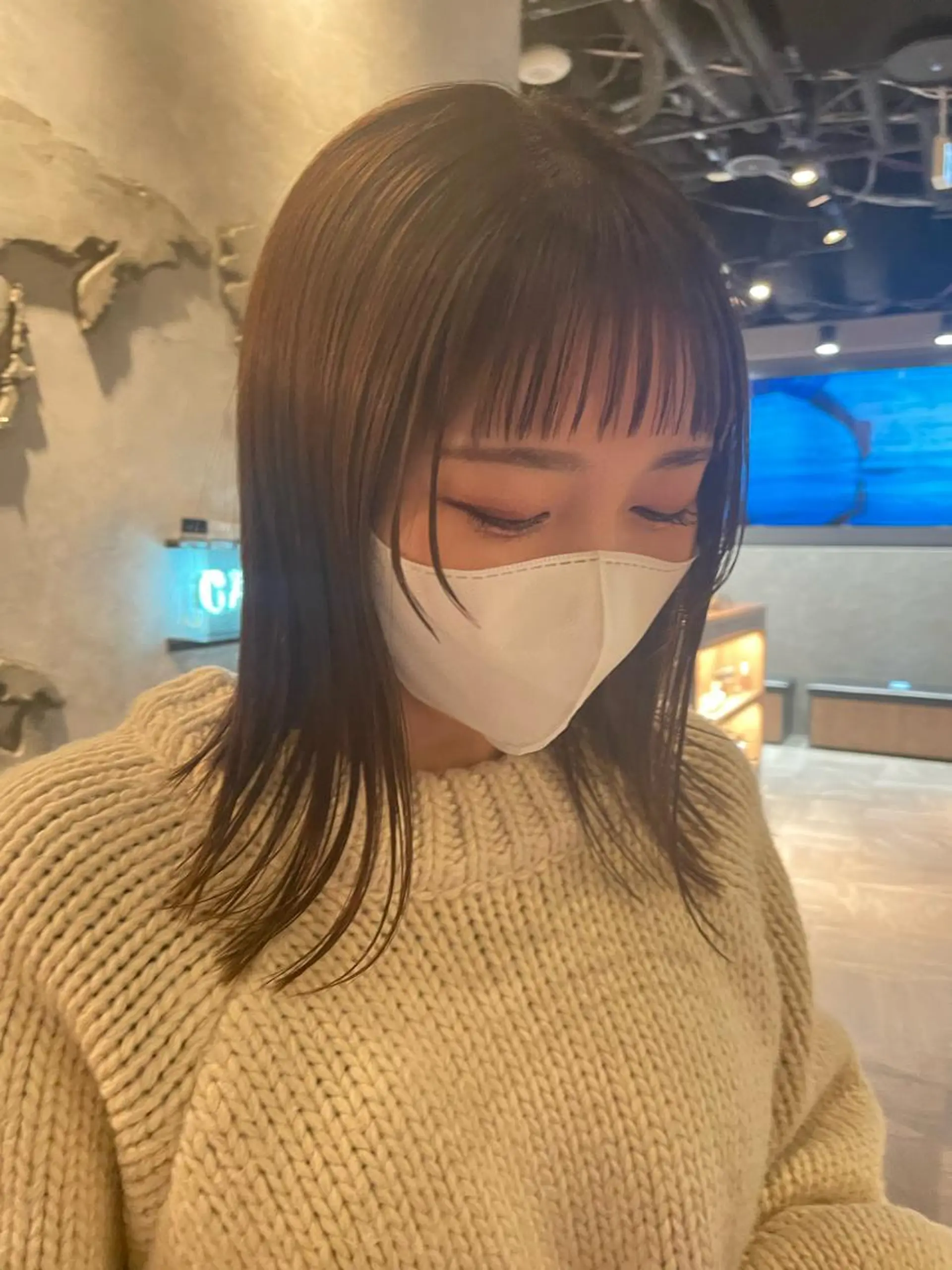 ミディアム カラー ヘアアレンジ カット ヘアカラー トリートメント ヘッドスパ ヘアセット 【柔らか透明感✨/ 似合せ前髪】大石葉月のヘアスタイル