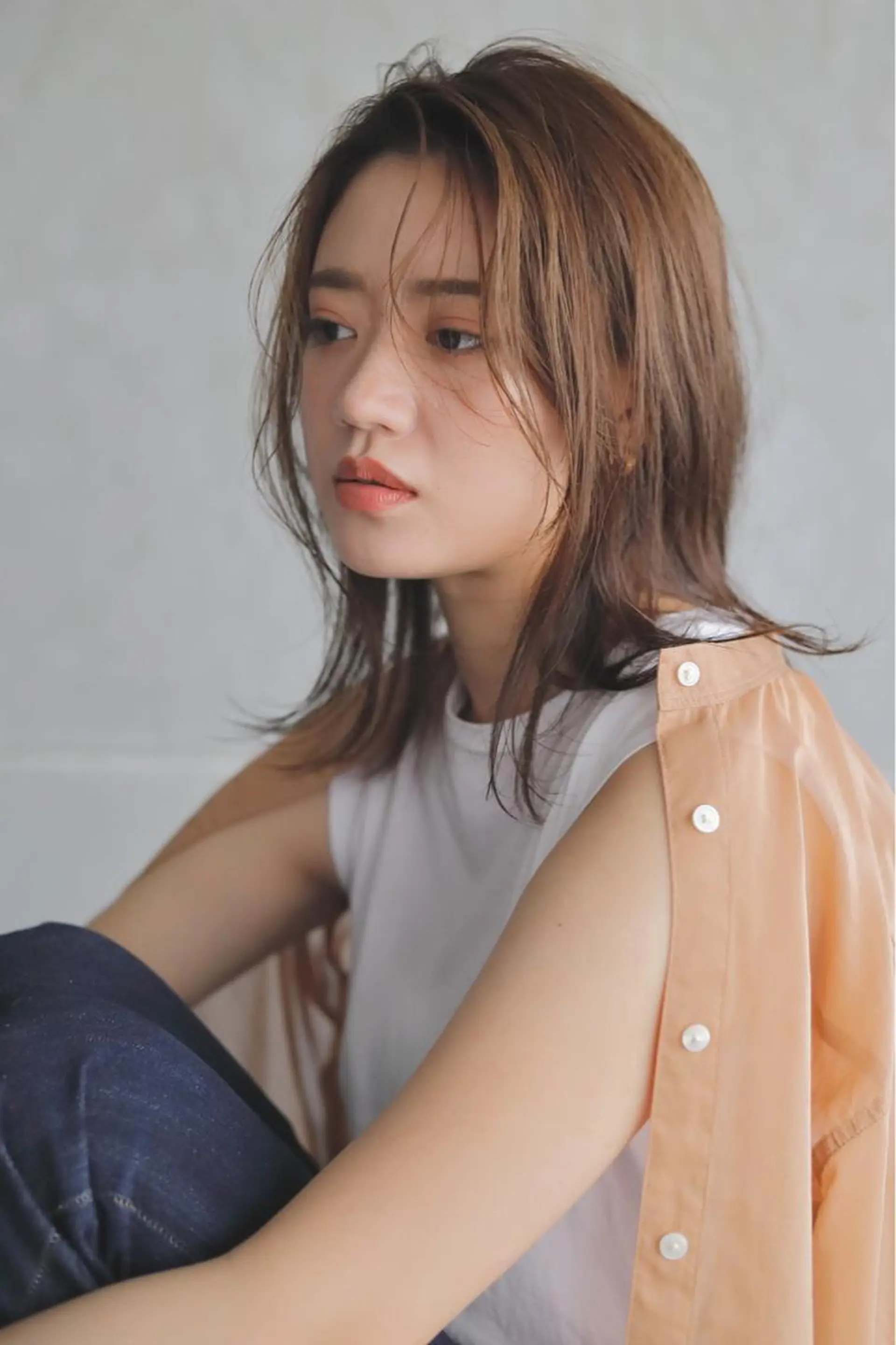セミロング カット ヘアカラー ヘッドスパ 落合 妙佳のヘアスタイル