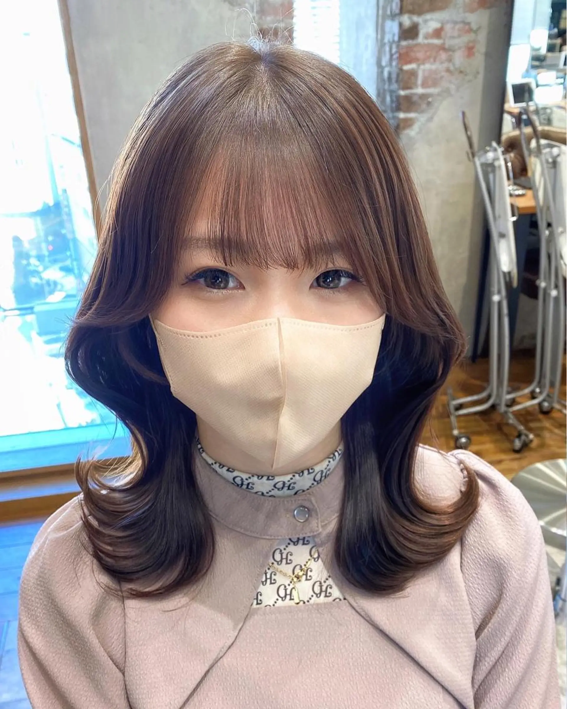 ミディアム カラー カット トリートメント On所属・顔まわりカット🌟 くびれヘア/寺門遥輝のヘアスタイル