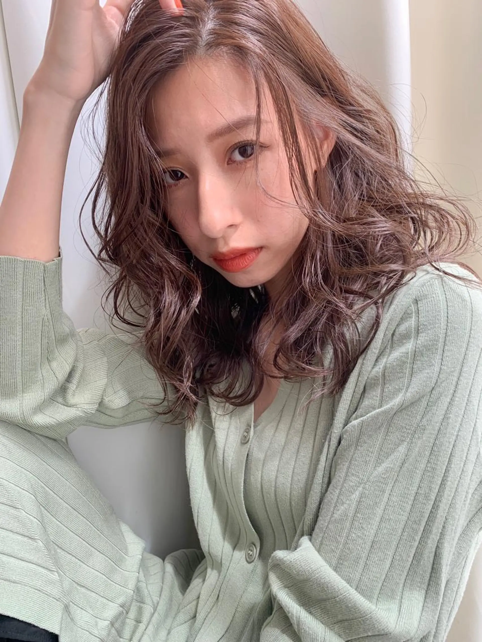 セミロング セミロングパーマ カット a .のヘアスタイル