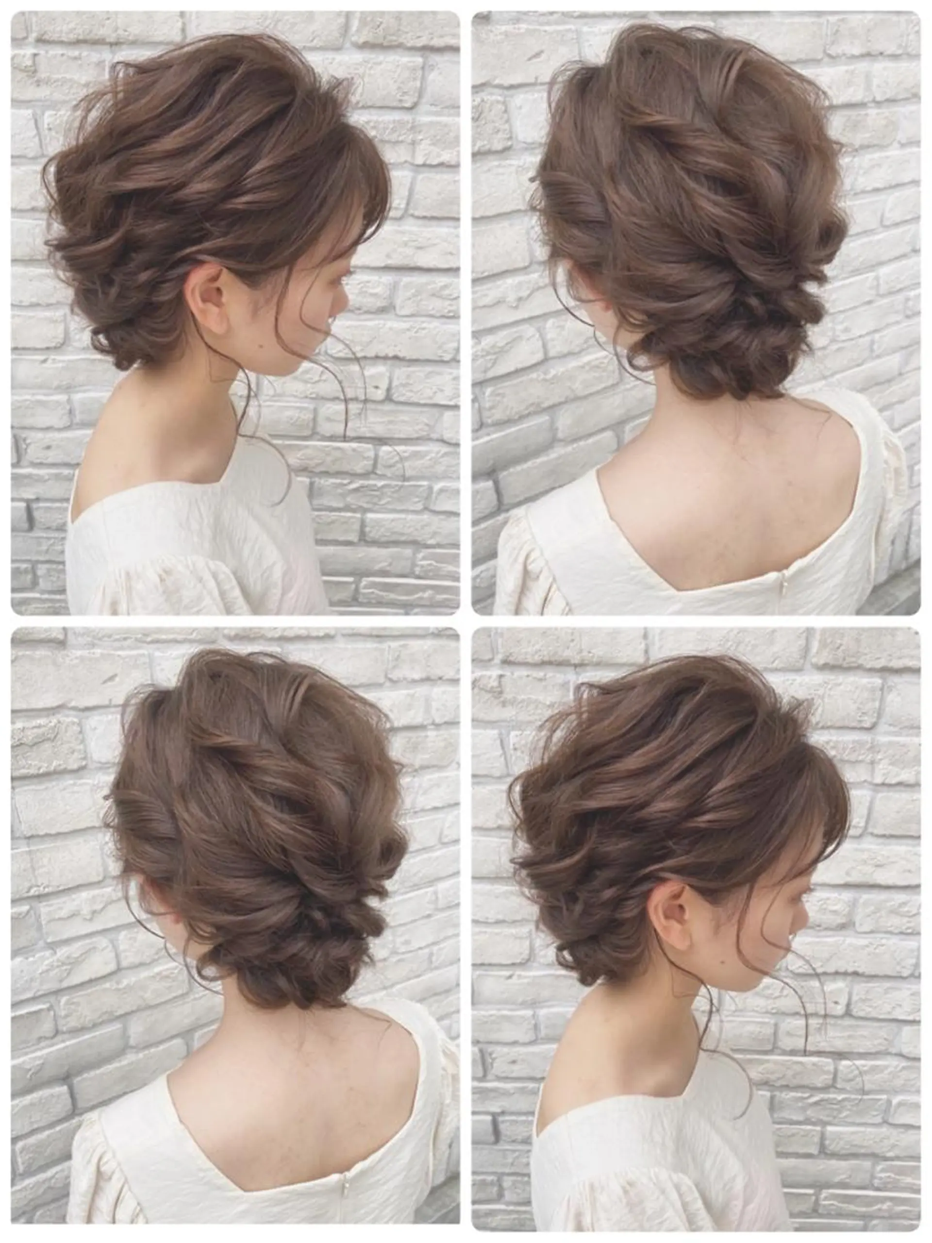 ミディアム 白髪ぼかしハイライト ヘアアレンジのヘアスタイル