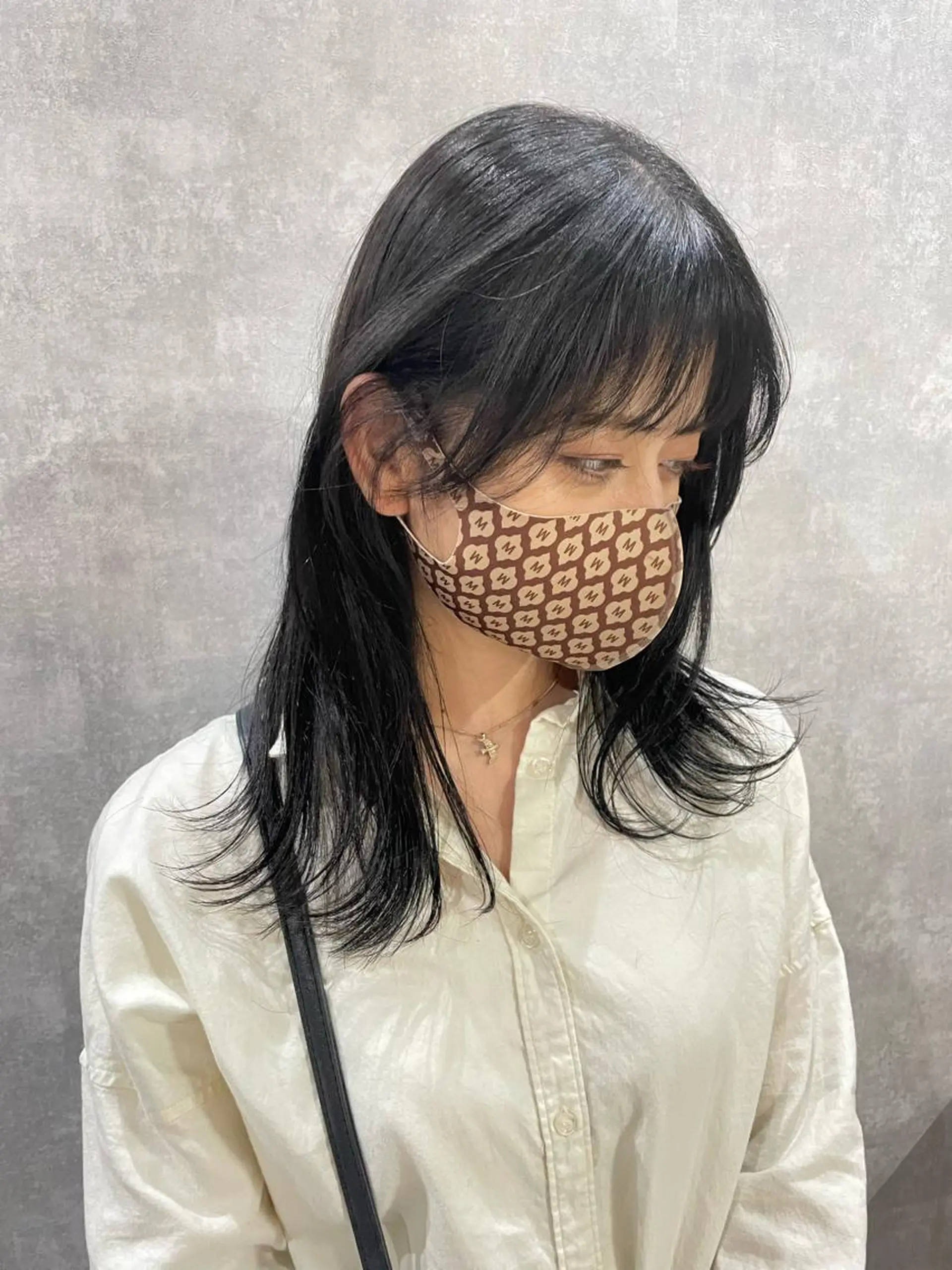 ミディアム 切りっぱなしボブ ショートボブ ミディアムパーマ ミストバング ボブ C’LD hair  produce /シールドヘア所属・モテ髪/ボブ/ショー ト/アダチフウトのヘアスタイル