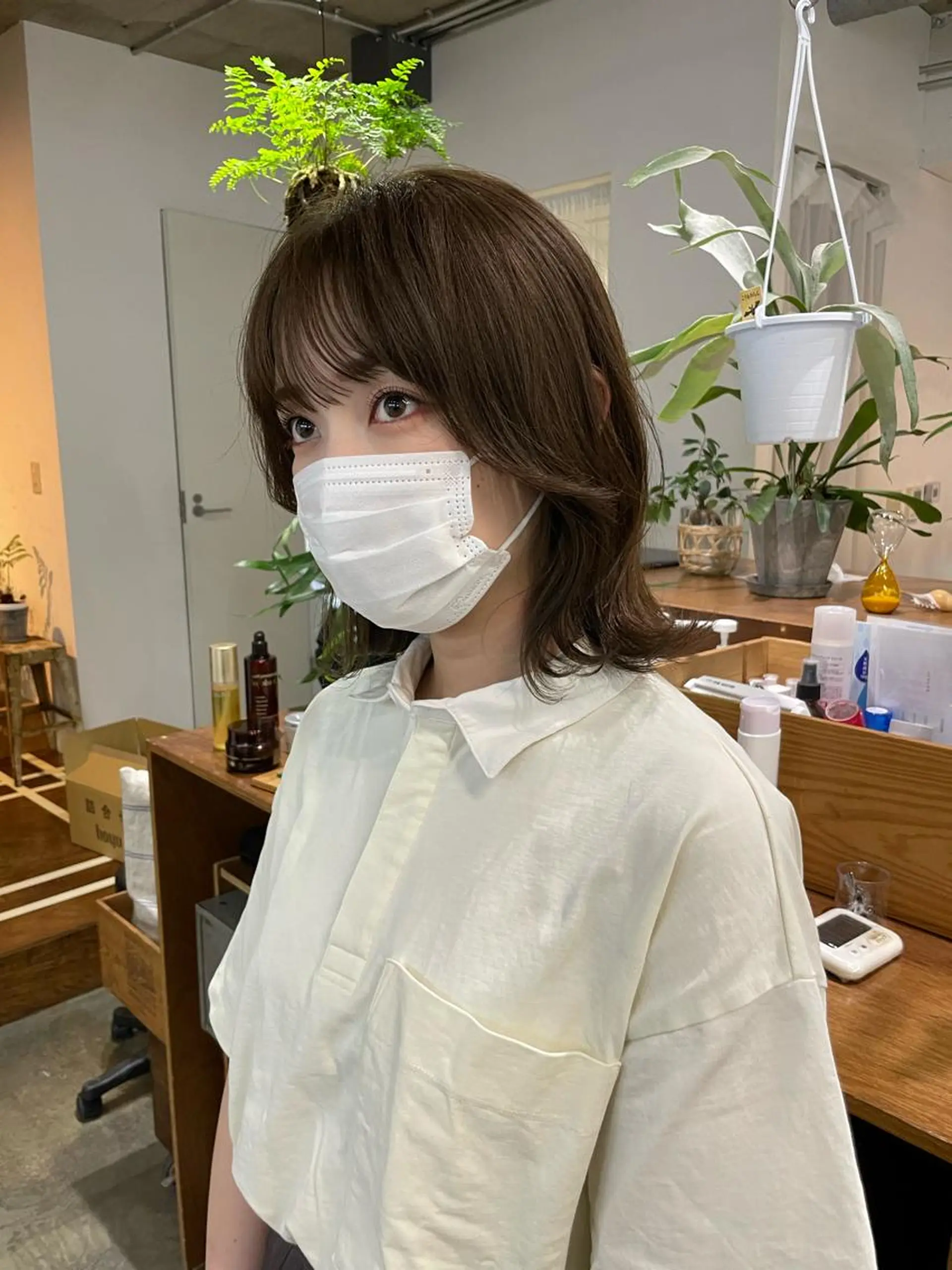 ミディアム カラー ベージュカラー ブリーチ ブリーチなしカラー 奥村 紘のヘアスタイル