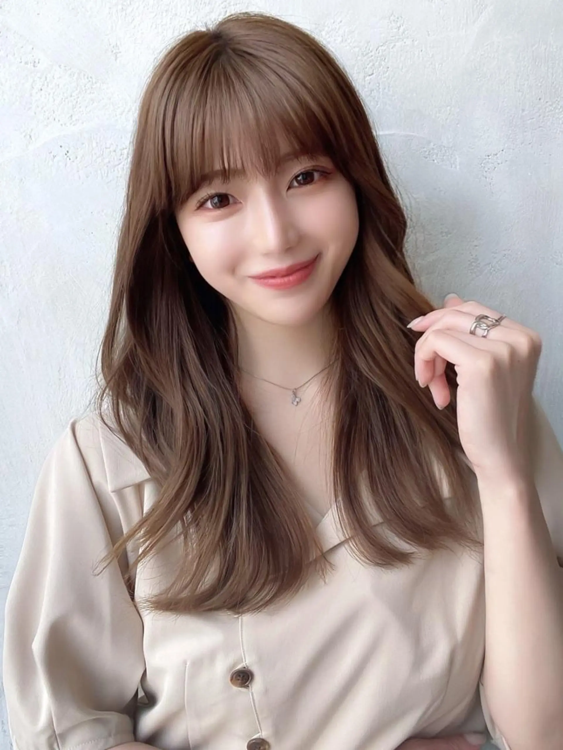 セミロング カラー ベージュカラー ブラウンカラー ブラウンベージュ くびれヘア 顔周りカット カット ヘアカラー トリートメント 顔周り/くびれヘア 韓国ヘア💕風間るなのヘアスタイル