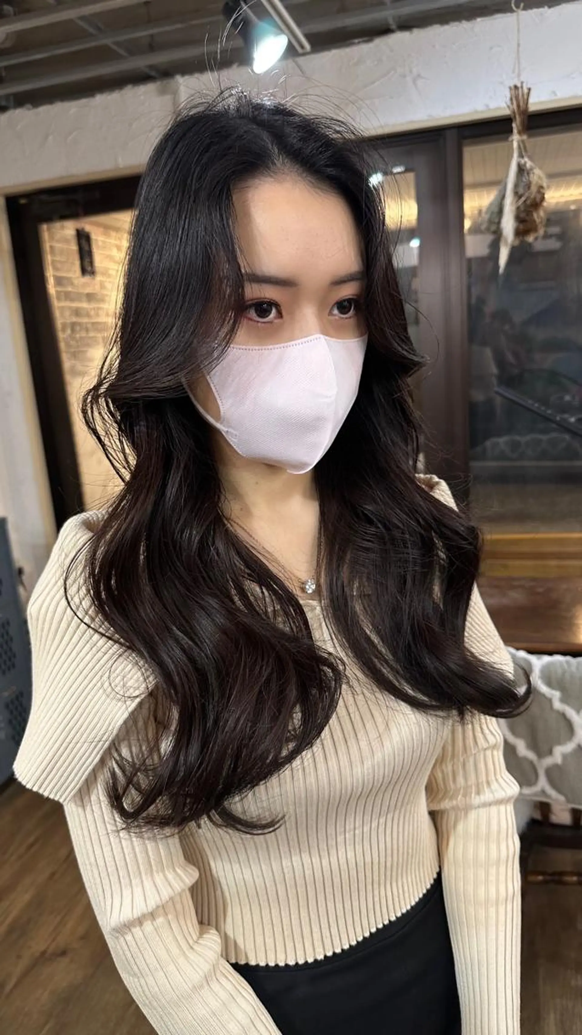ロング カラー 切りっぱなしボブ ショートボブ バレイヤージュ ベージュカラー 黒髪 カット ヘアカラー トリートメント フリーランス所属・韓国ヘア レイヤー くびれヘアMATSUのヘアスタイル